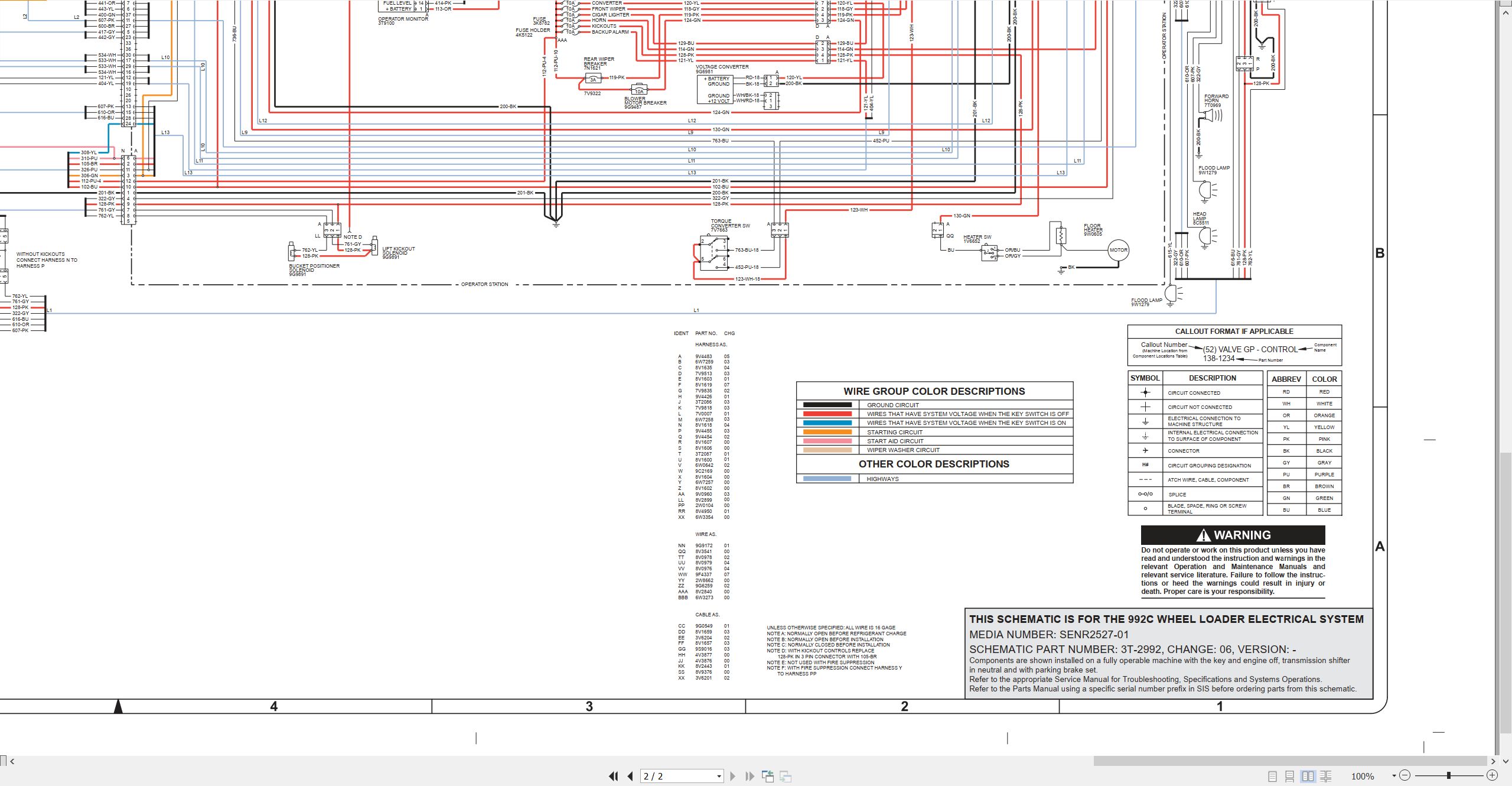 CAT Wheel Type Loader 992C Electrical Schematic (2)