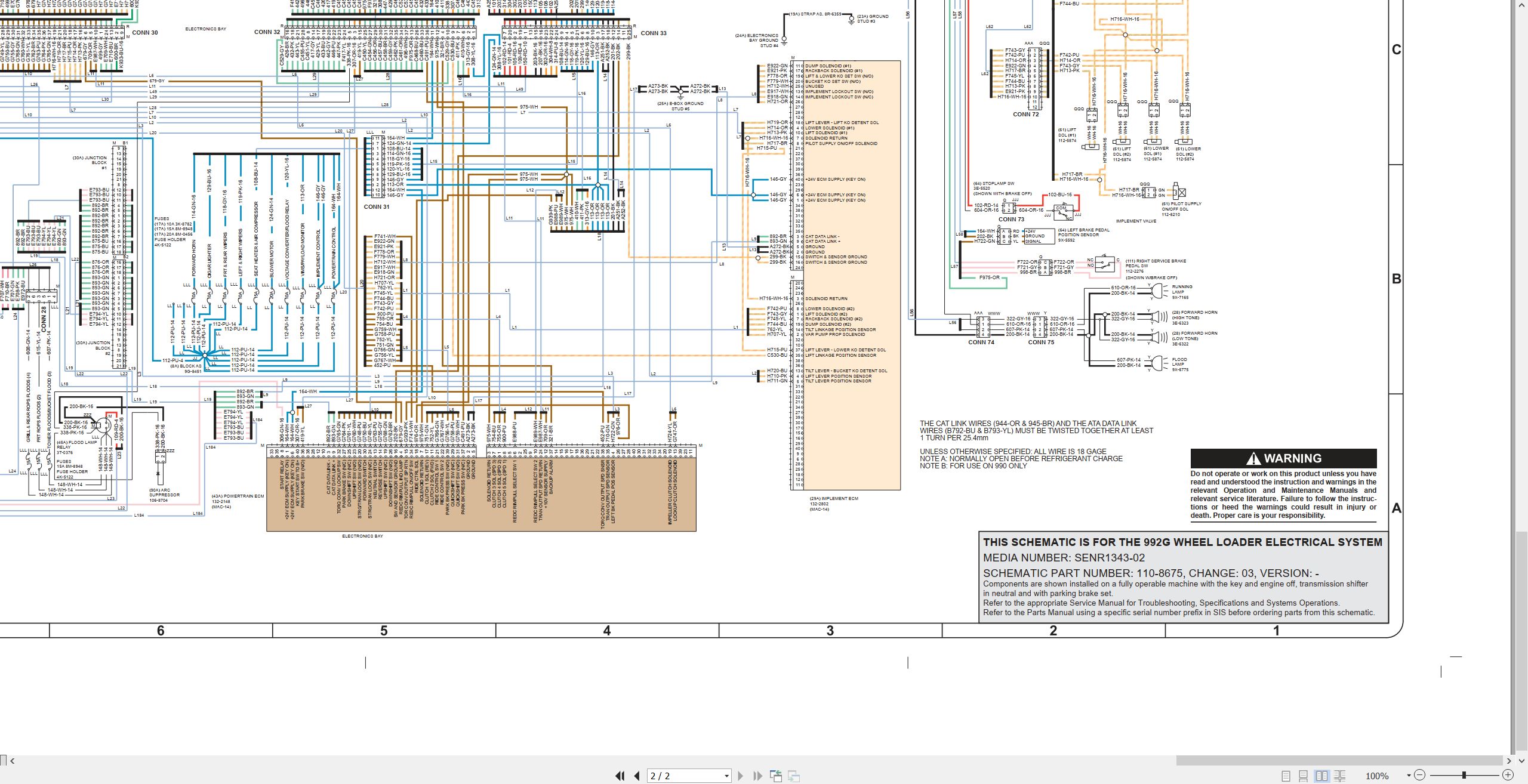 CAT Wheel Type Loader 992G Electrical Hydraulic Schematic (2)