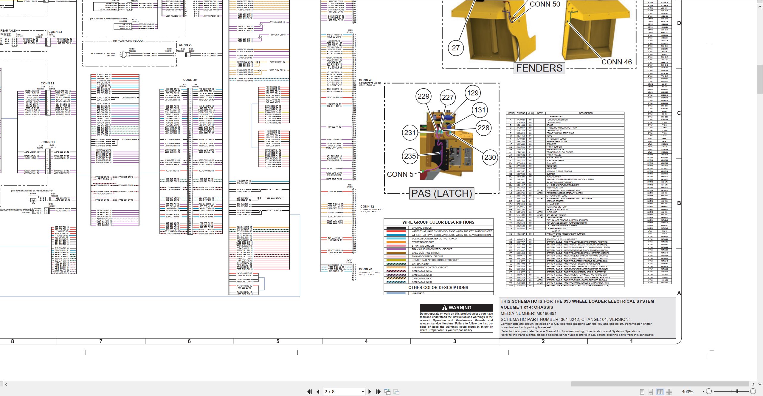 CAT Wheel Type Loader 993 Electrical Hydraulic Schematic (2)