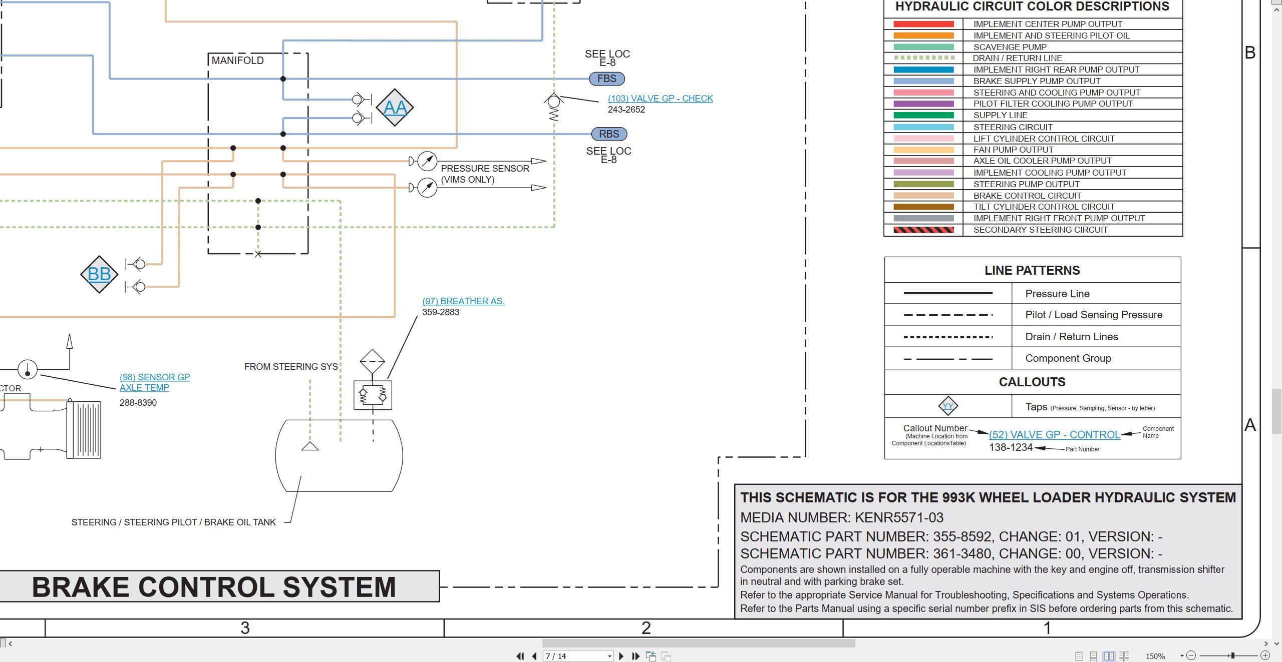 CAT Wheel Type Loader 993K Electrical Hydraulic Schematic (3)