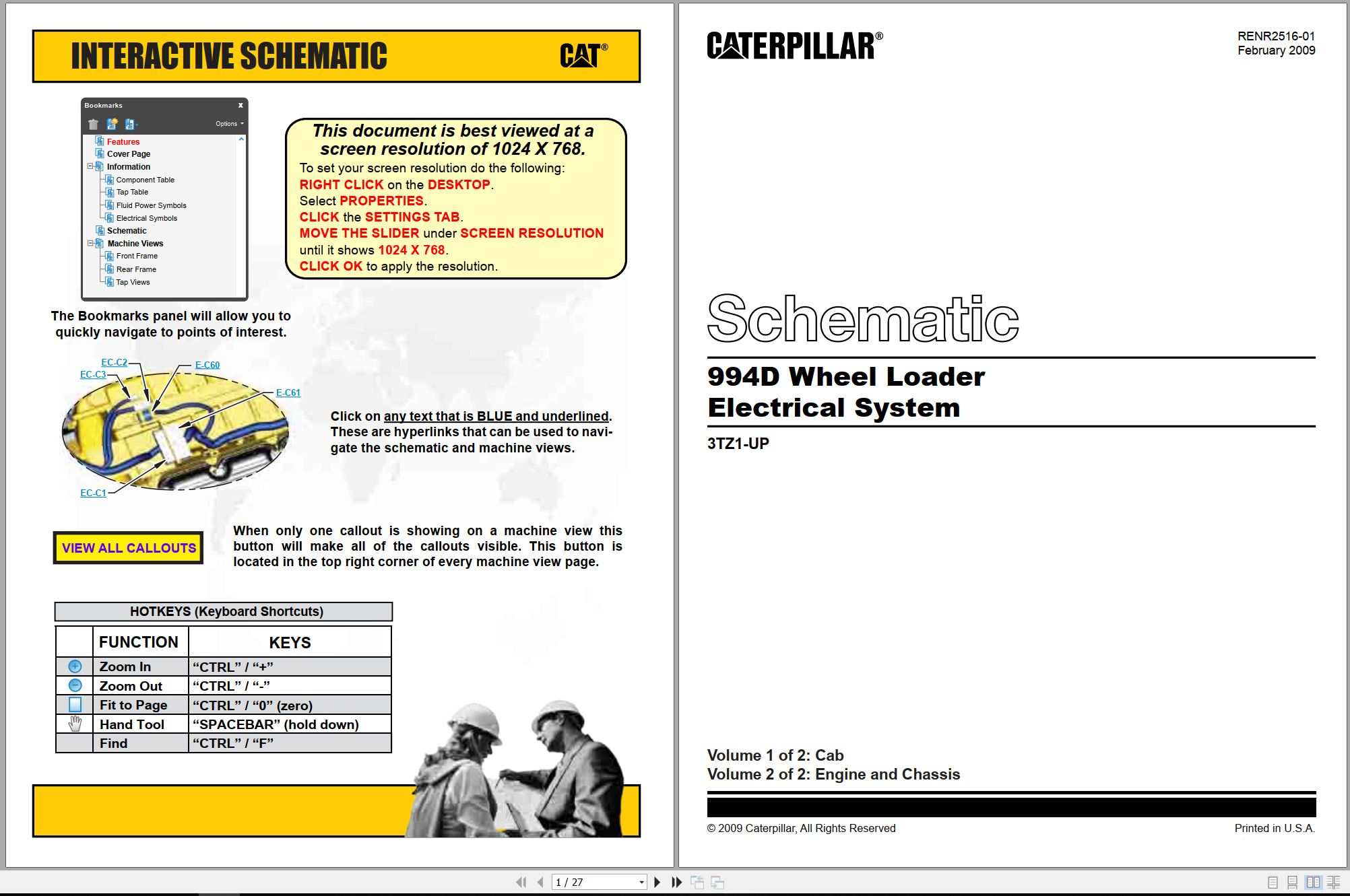 CAT Wheel Type Loader 994D Electrical Hydraulic Schematic (1)