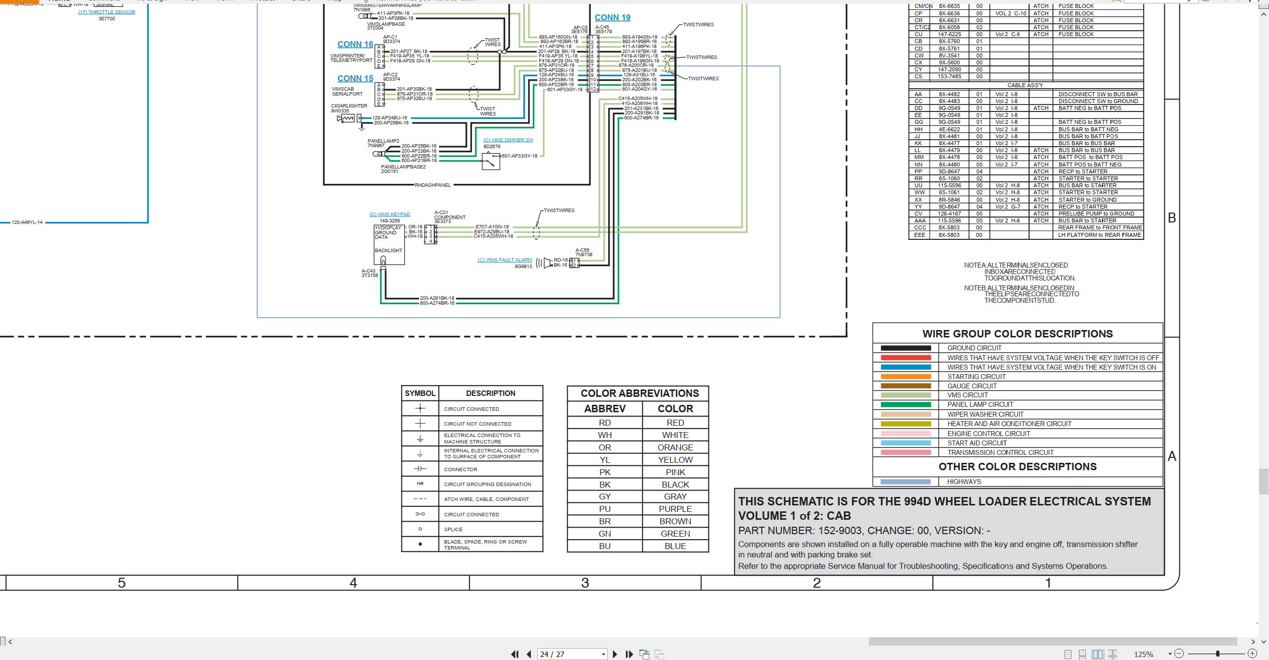CAT Wheel Type Loader 994D Electrical Hydraulic Schematic (2)