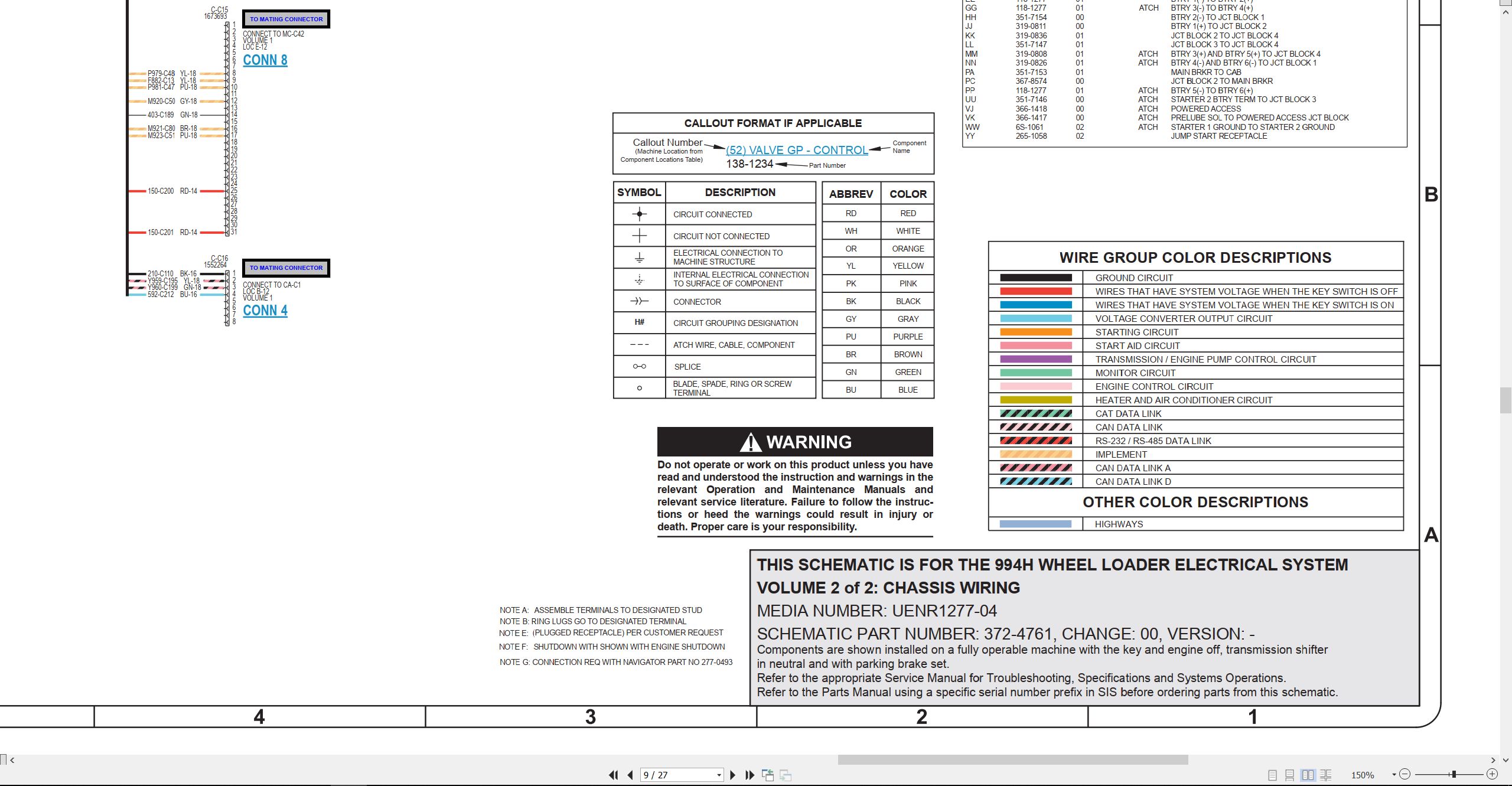 CAT Wheel Type Loader 994H Electrical Schematic (2)