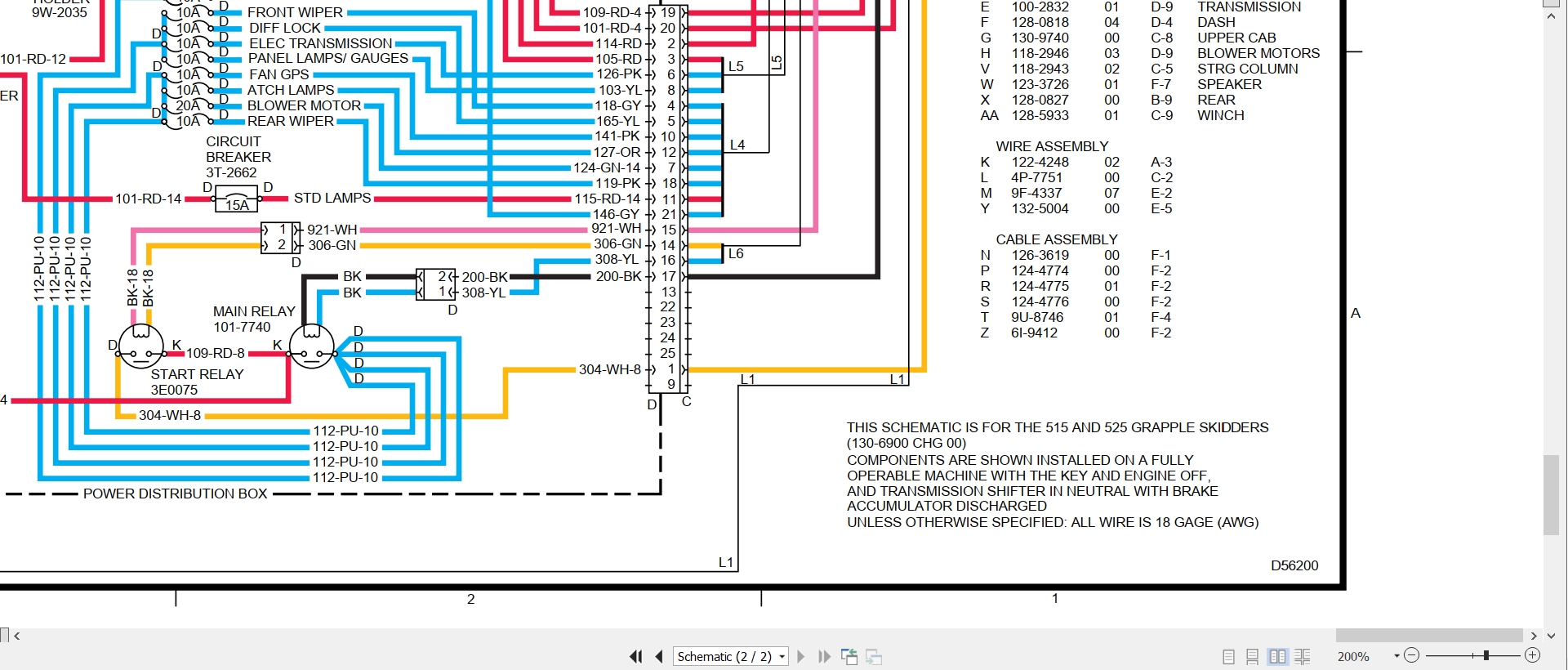 CAT Wheel Type Skidder 525 Electrical Schematic (2)