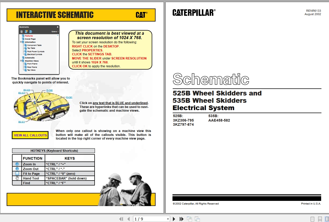 CAT Wheel Type Skidder 525B Electrical Hydraulic Schematic (1)
