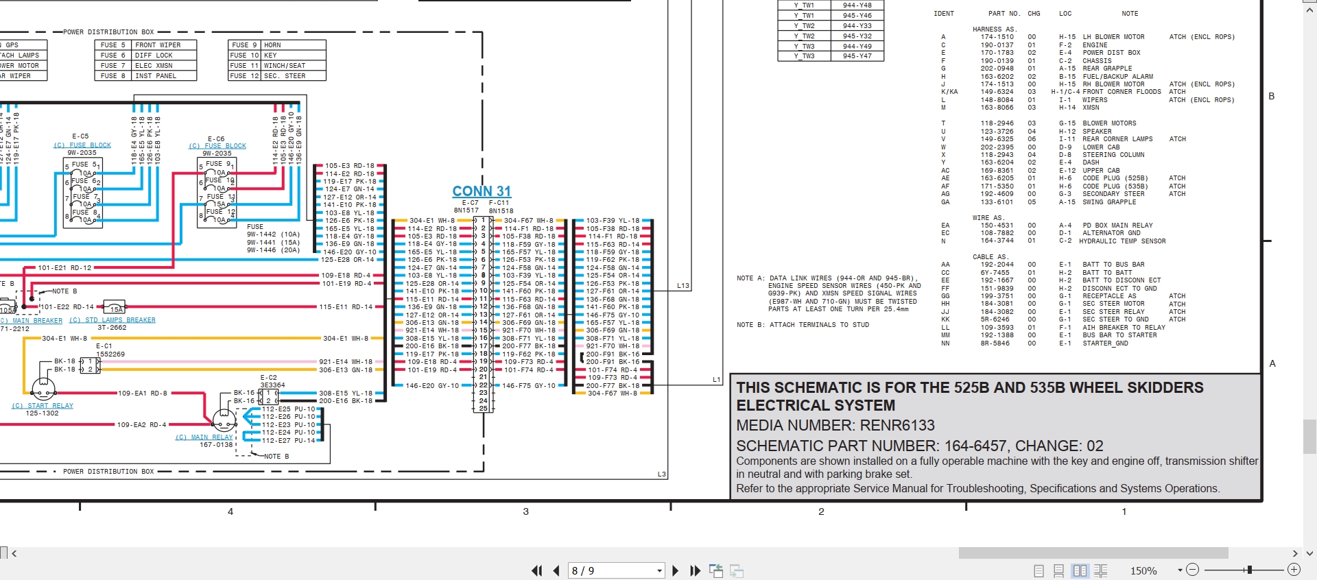CAT Wheel Type Skidder 525B Electrical Hydraulic Schematic (2)