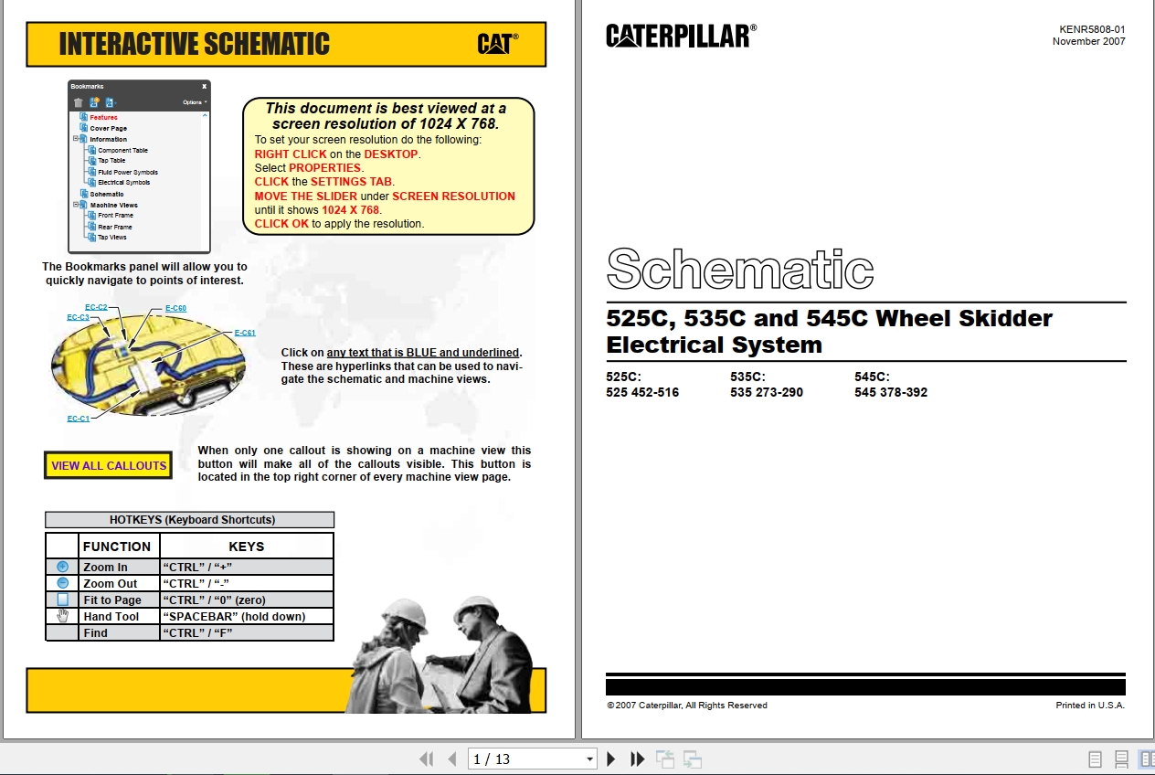 CAT Wheel Type Skidder 525C Electrical Hydraulic Schematic (1)