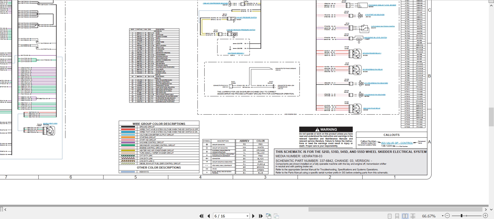 CAT Wheel Type Skidder 525D Electrical Hydraulic Schematic (2)