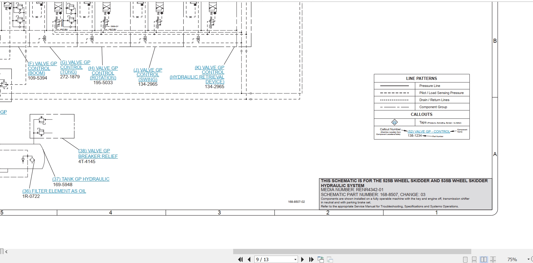 CAT Wheel Type Skidder 535B Electrical Hydraulic Schematic (3)