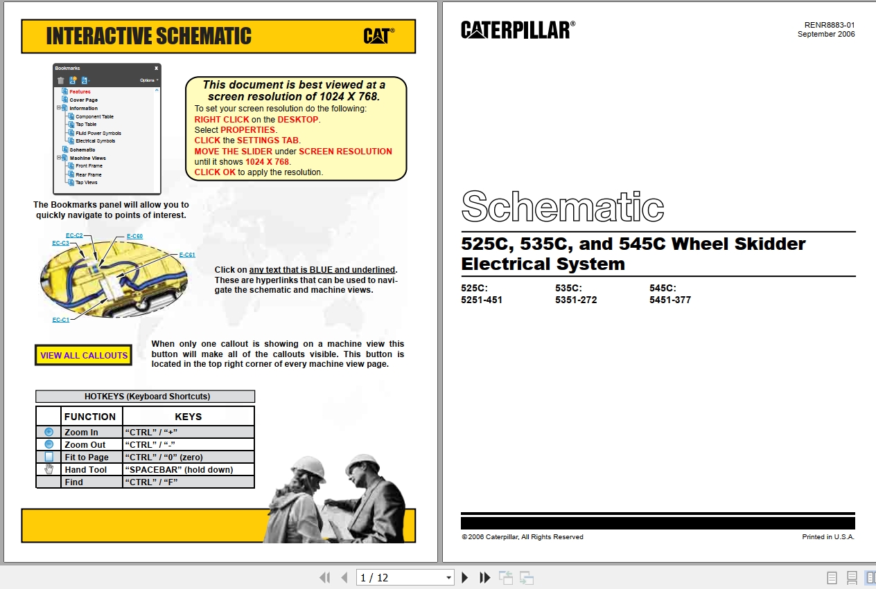 CAT Wheel Type Skidder 545C Electrical Hydraulic Schematic (1)