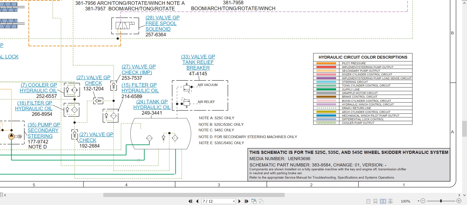 CAT Wheel Type Skidder 545C Electrical Hydraulic Schematic (3)