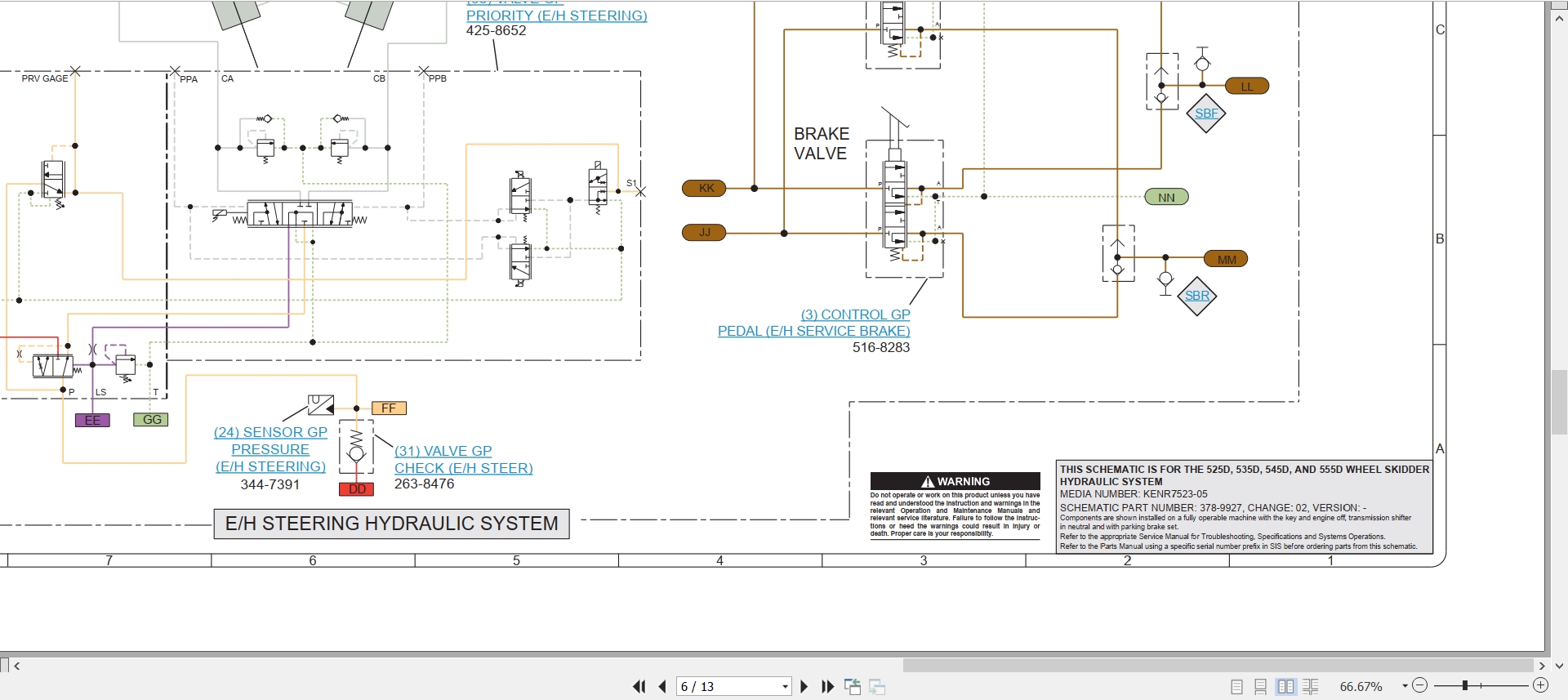 CAT Wheel Type Skidder 545D Electrical Hydraulic Schematic (3)