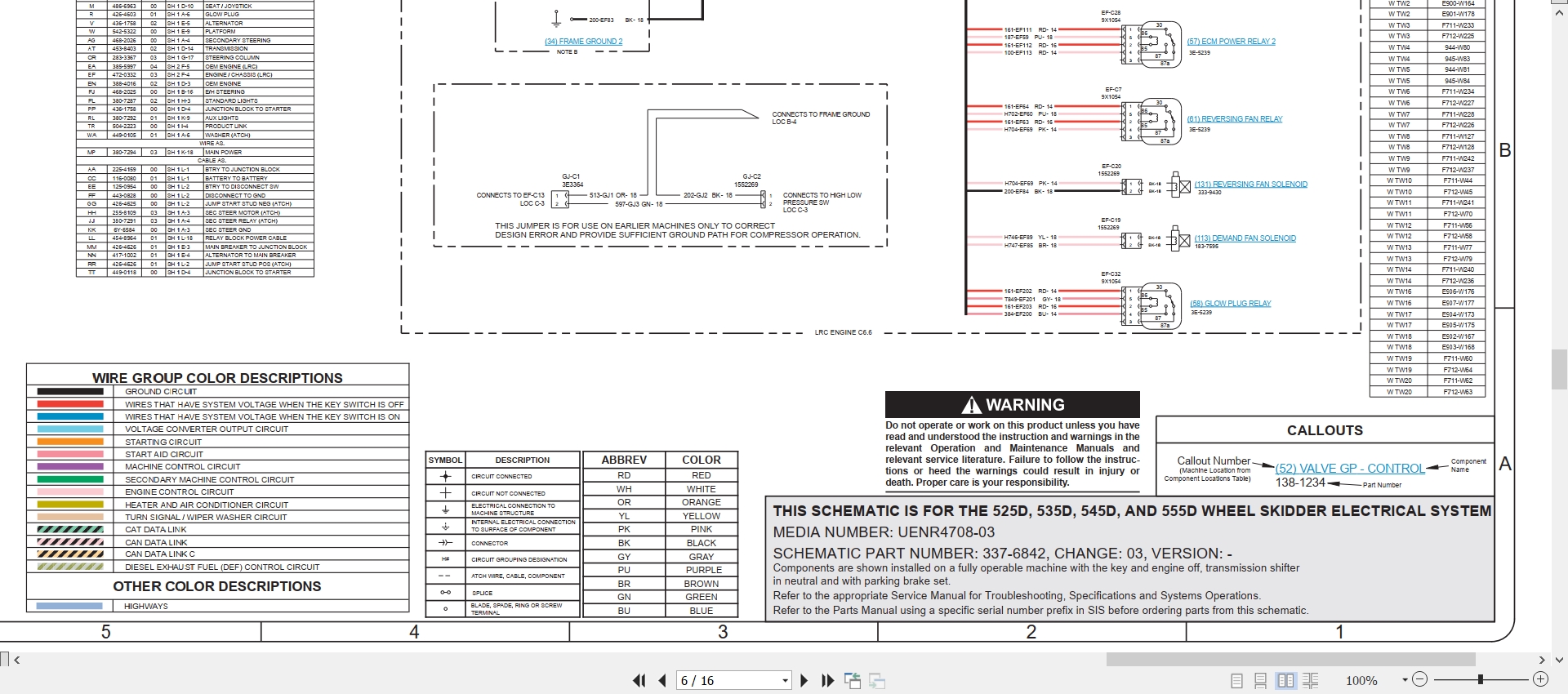 CAT Wheel Type Skidder 555D Electrical Hydraulic Schematic (2)