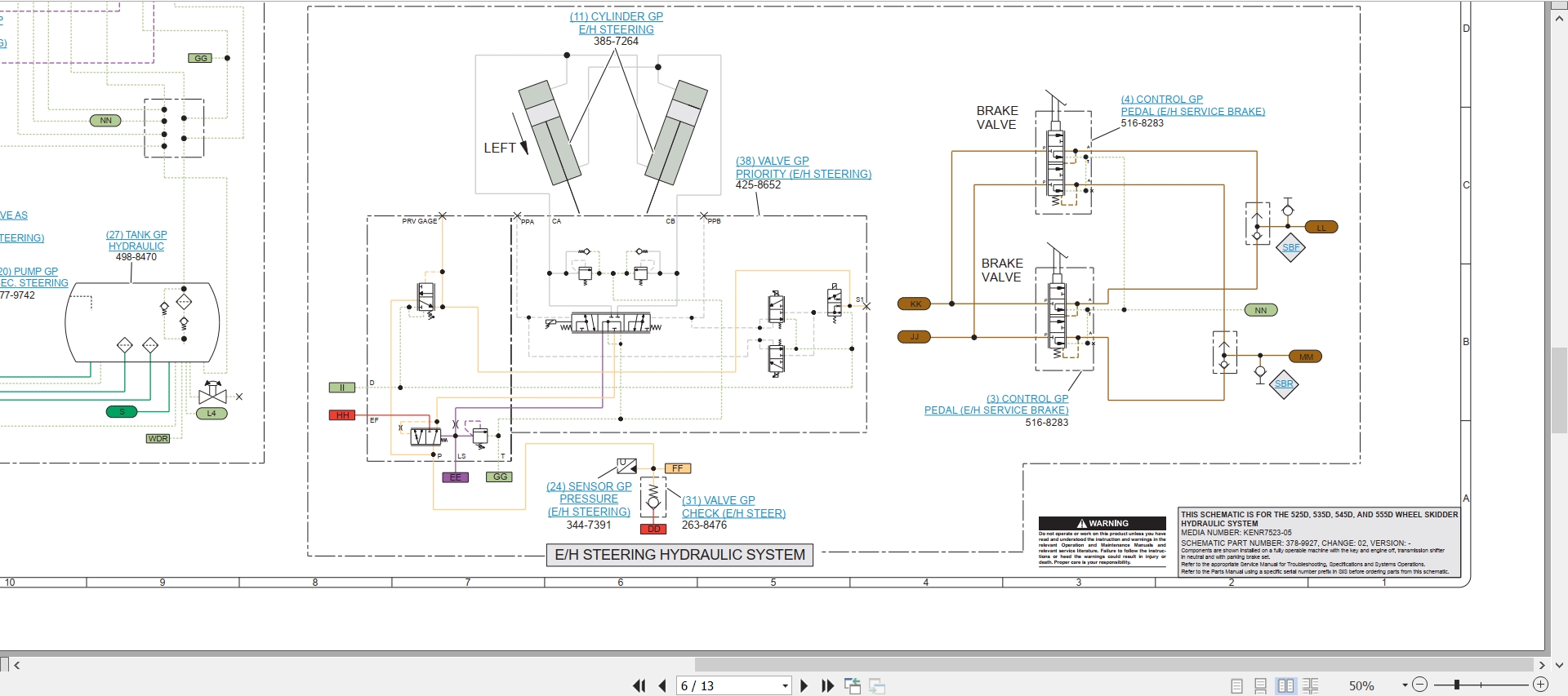CAT Wheel Type Skidder 555D Electrical Hydraulic Schematic (3)
