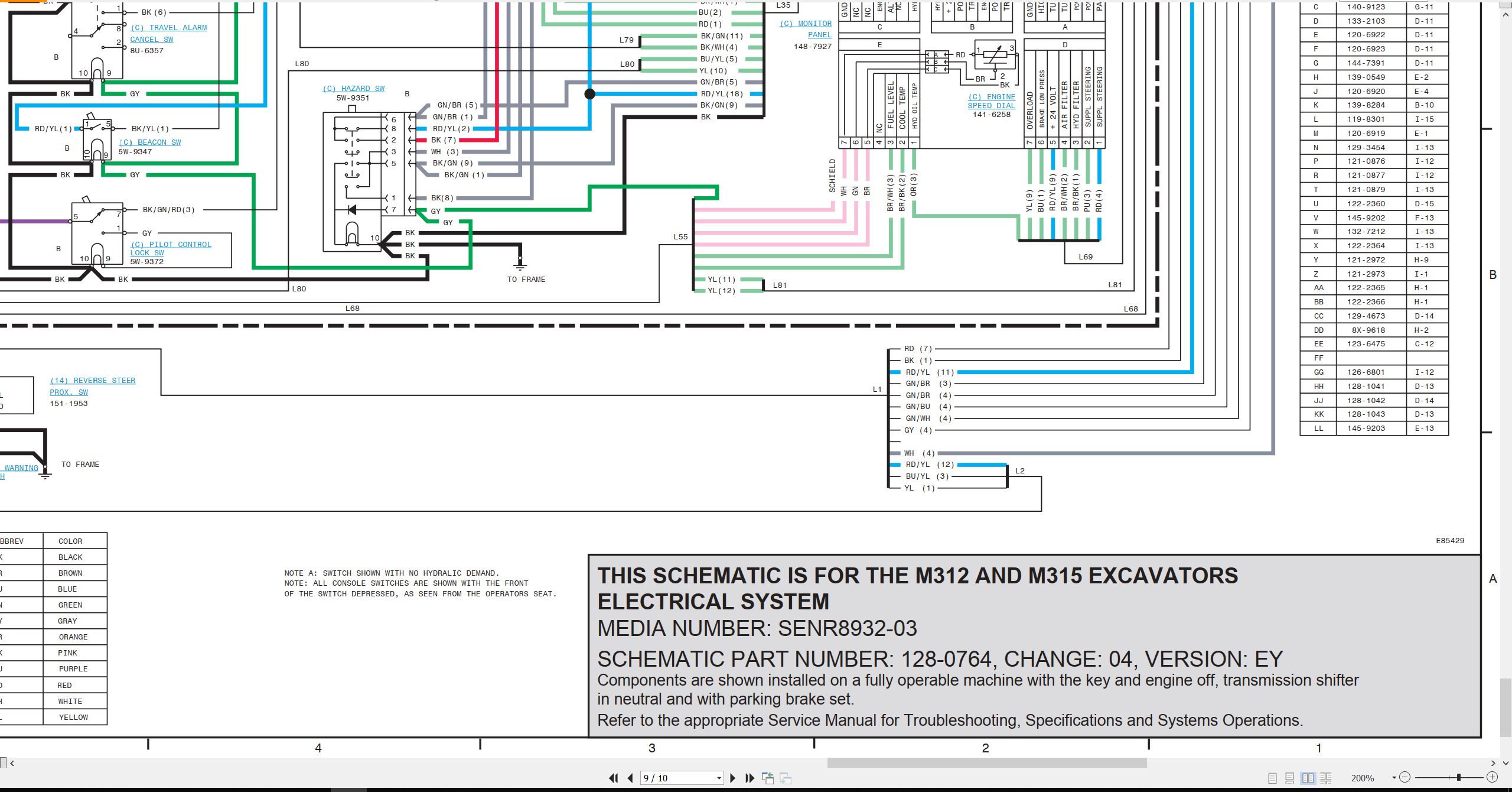 CAT Wheeled Excavator M312 Electrical Hydraulic Schematic (2)