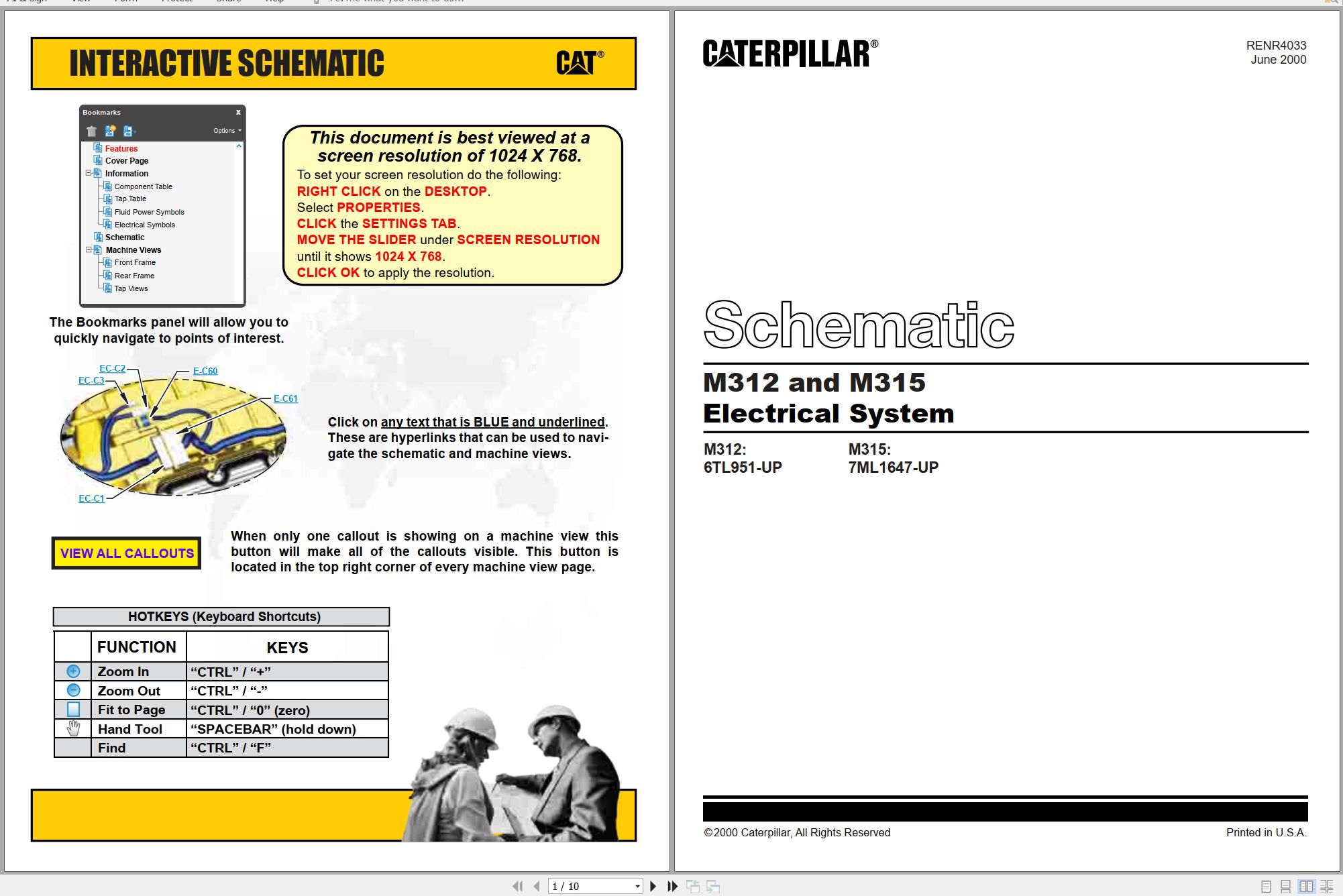 CAT Wheeled Excavator M313 M315 Electrical Schematic RENR4033 00 2000 (1)