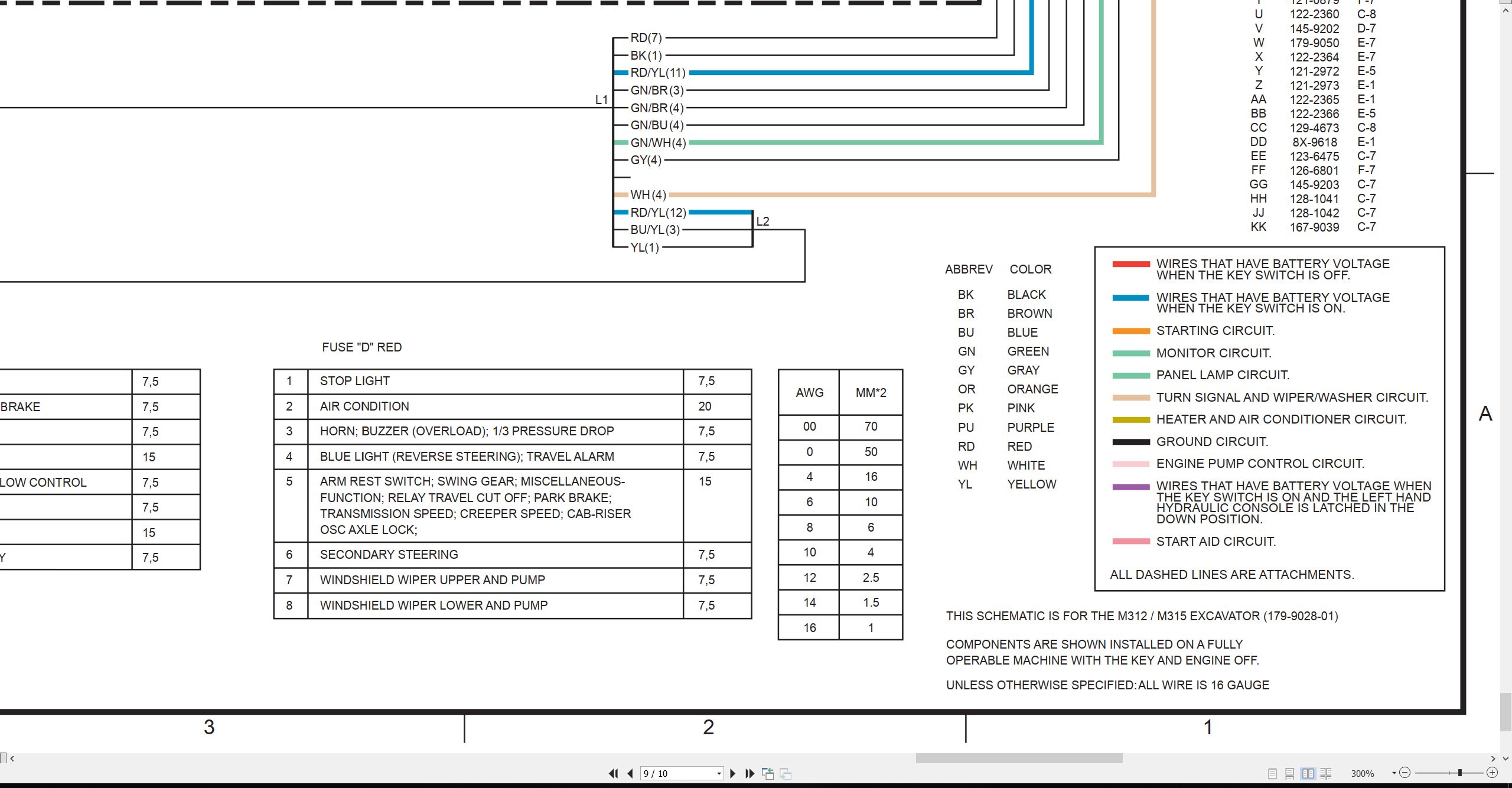 CAT Wheeled Excavator M313 M315 Electrical Schematic RENR4033 00 2000 (2)