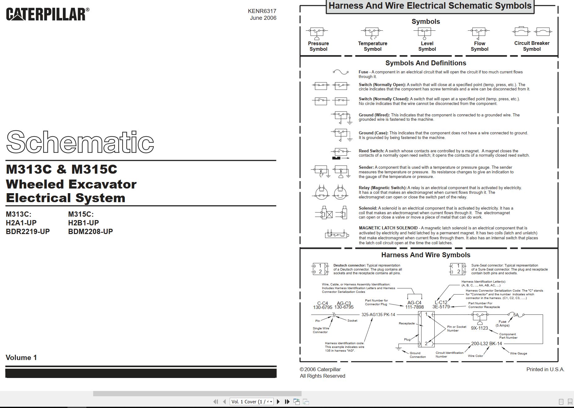 CAT Wheeled Excavator M313C Electrical Hydraulic Schematic (1)