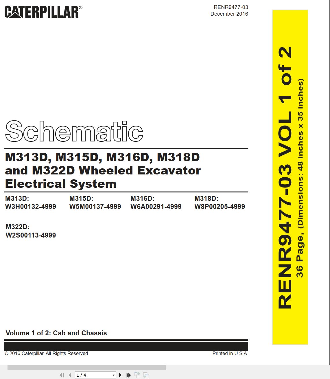CAT Wheeled Excavator M313D Electrical Hydraulic Schematic (1)