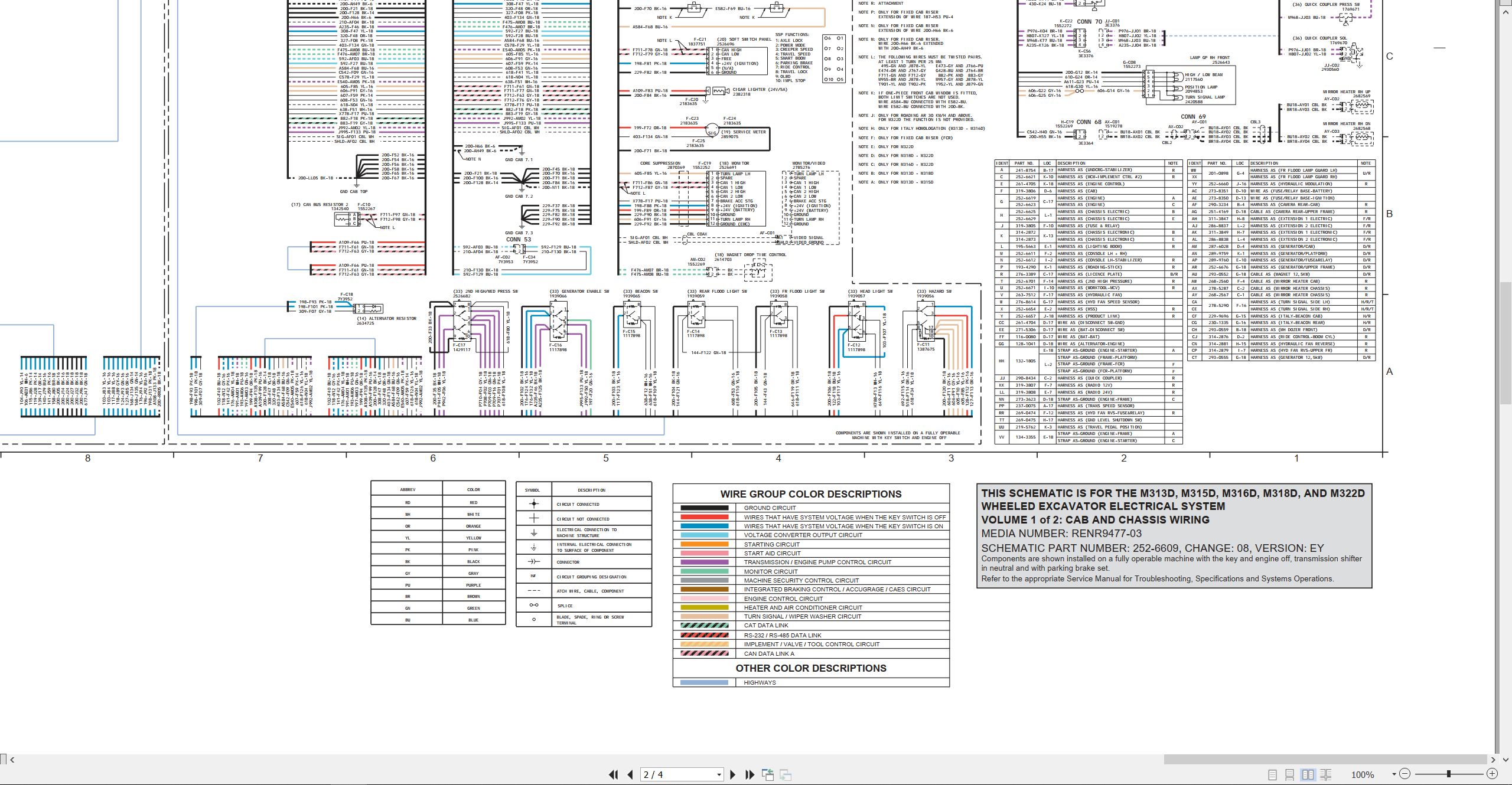 CAT Wheeled Excavator M313D Electrical Hydraulic Schematic (2)