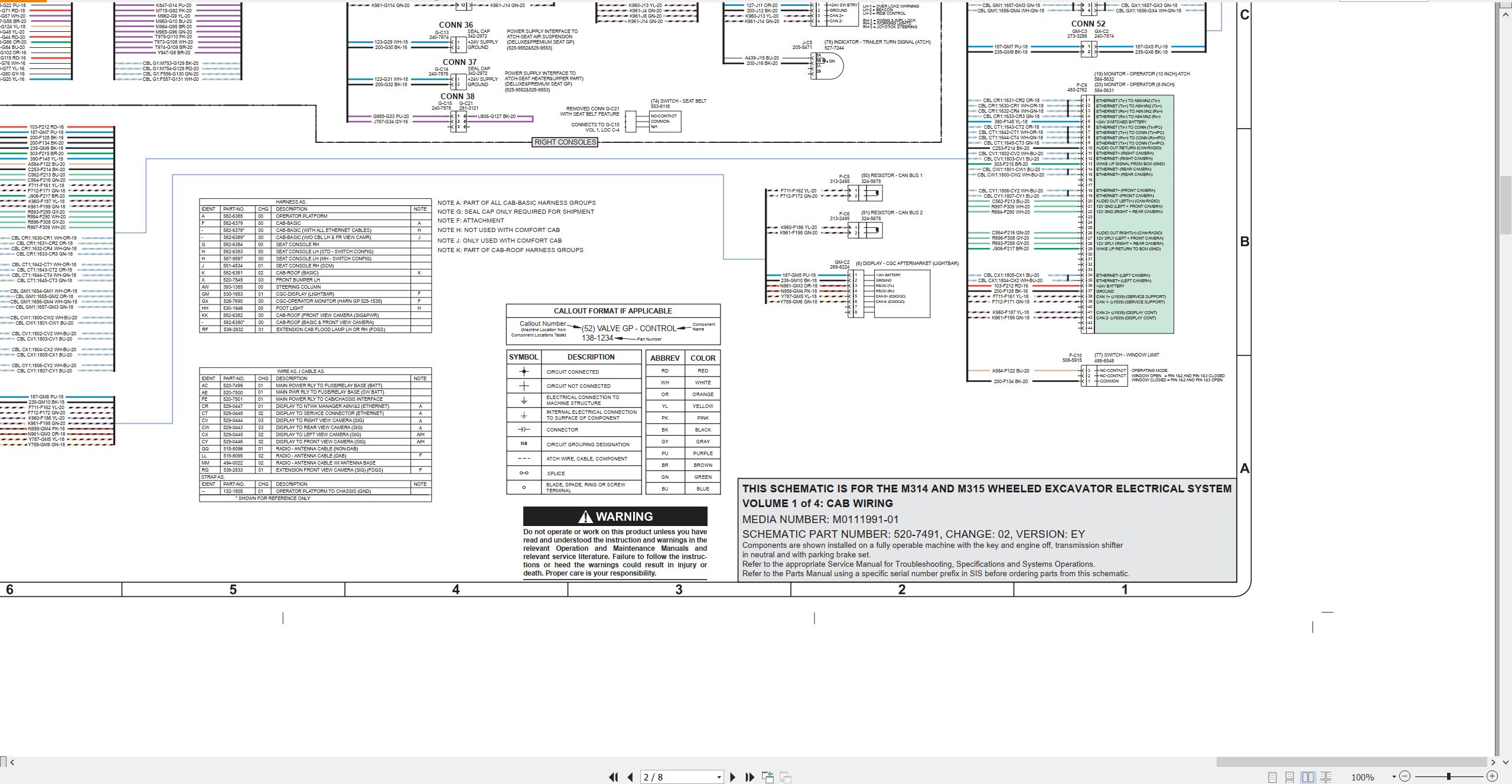 CAT Wheeled Excavator M314 Electrical Hydraulic Schematic (2)