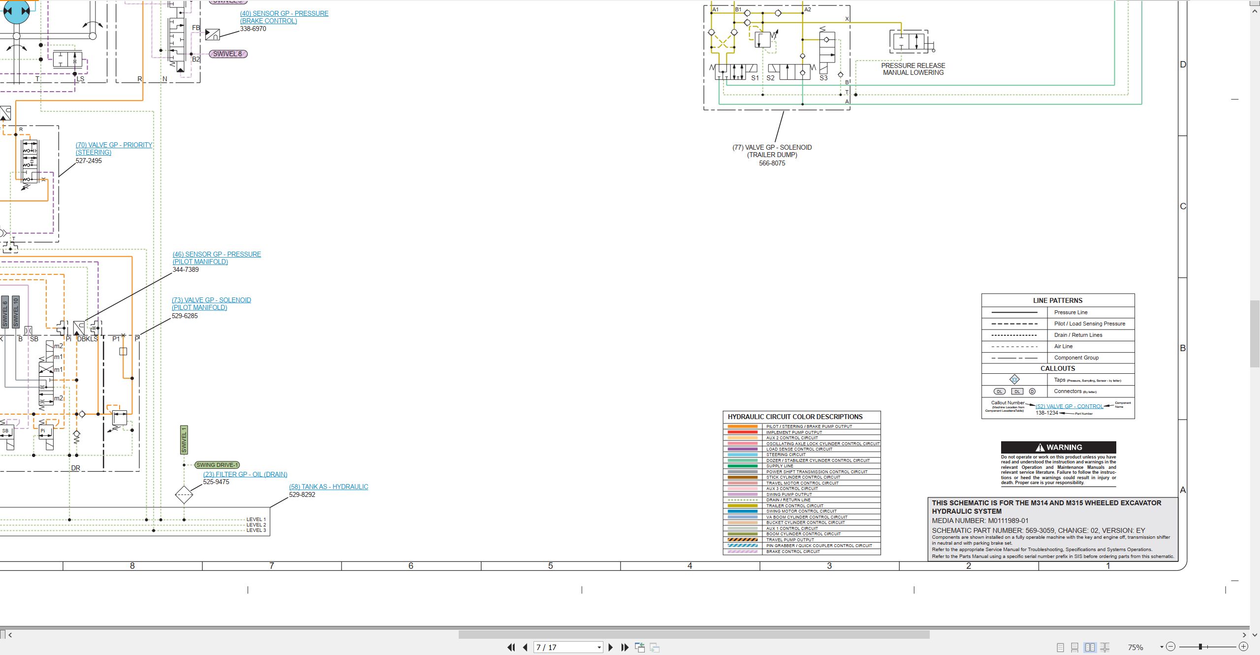 CAT Wheeled Excavator M314 Electrical Hydraulic Schematic (3)