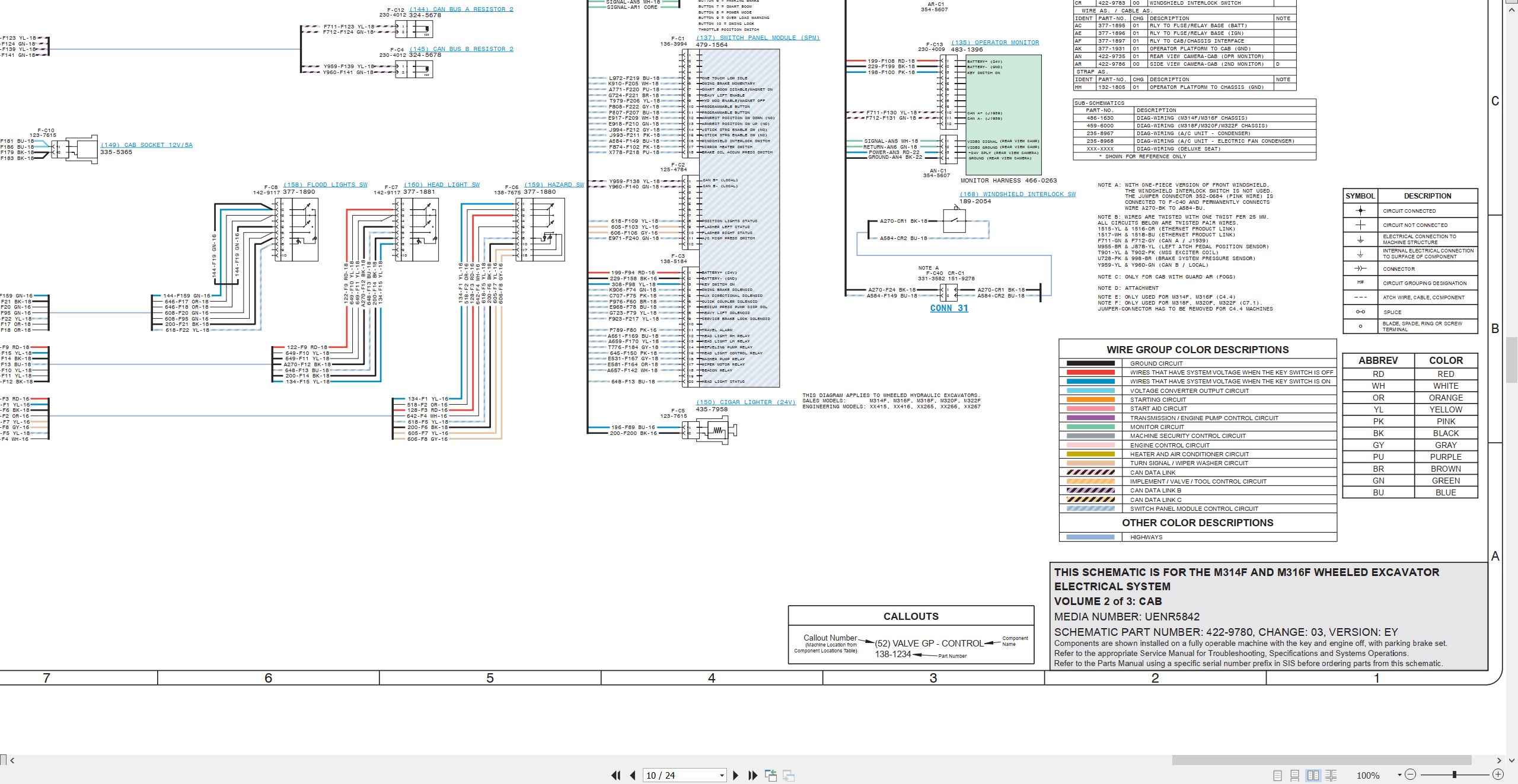CAT Wheeled Excavator M314F Electrical Hydraulic Schematic (2)