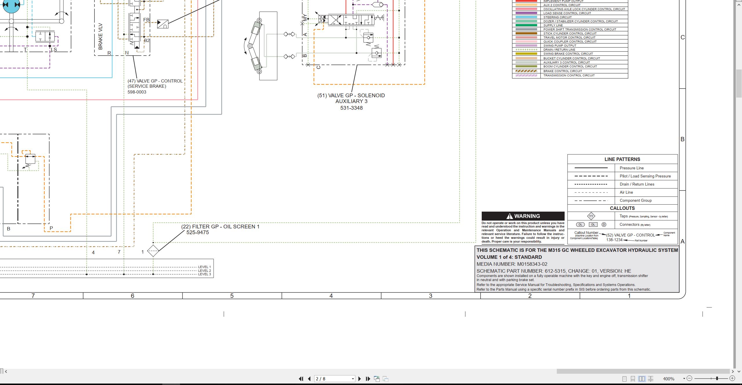 CAT Wheeled Excavator M315 GC Electrical Hydraulic Schematic (3)