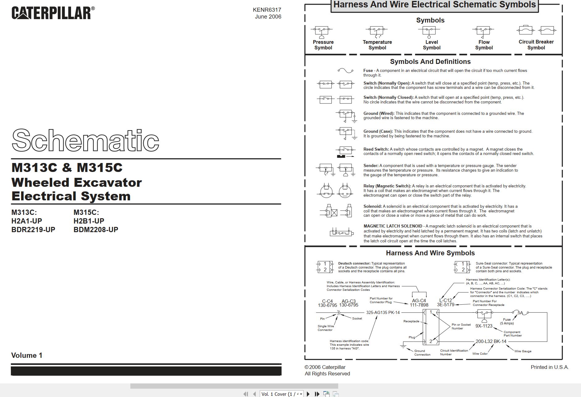 CAT Wheeled Excavator M315C Electrical Hydraulic Schematic (1)