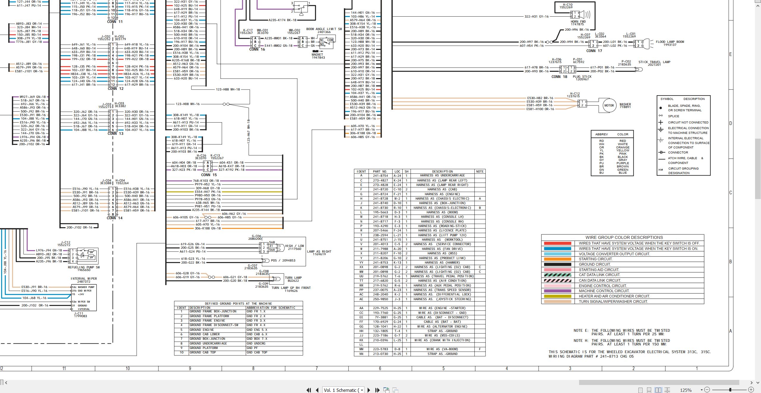CAT Wheeled Excavator M315C Electrical Hydraulic Schematic (2)