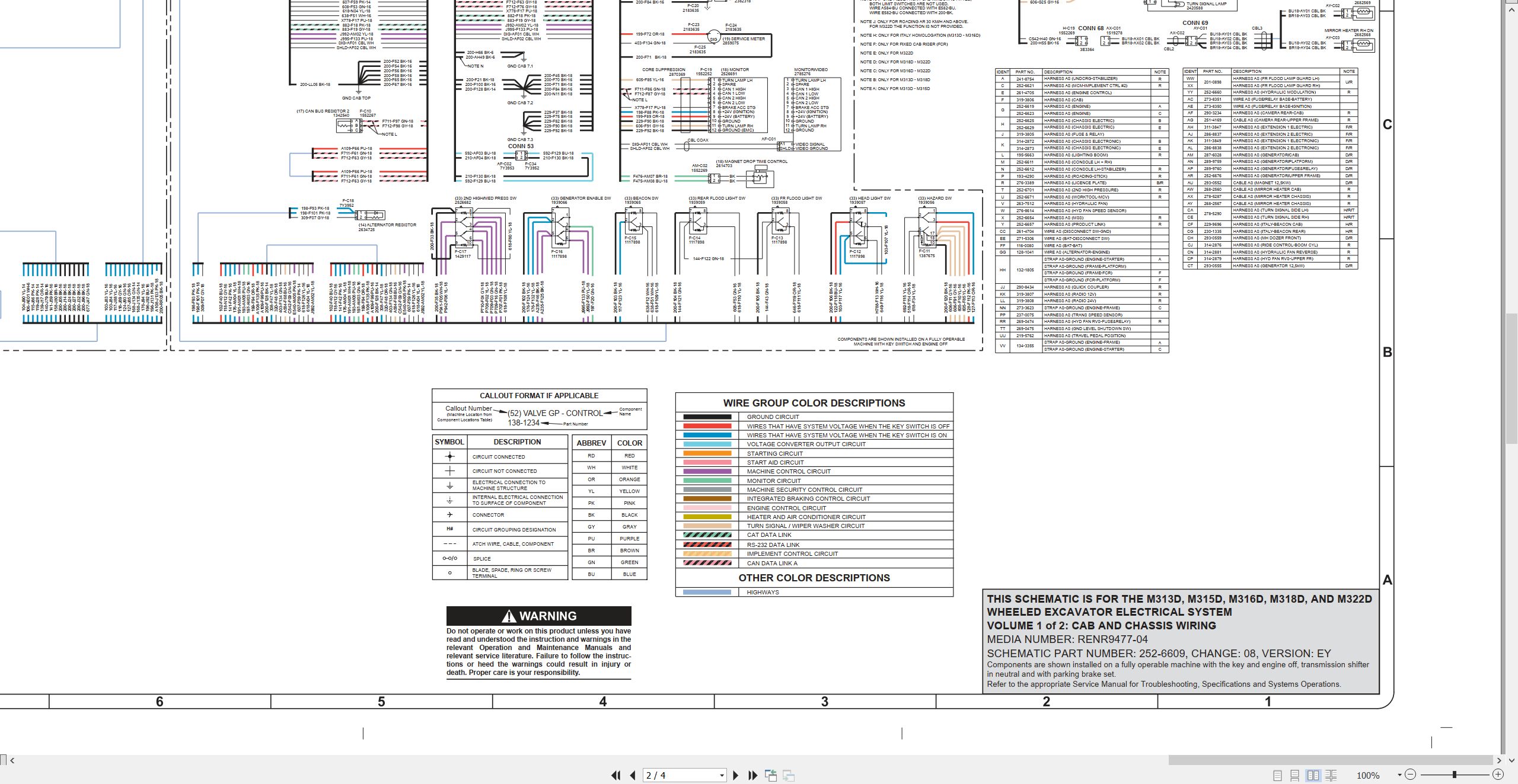 CAT Wheeled Excavator M315D Electrical Hydraulic Schematic (2)