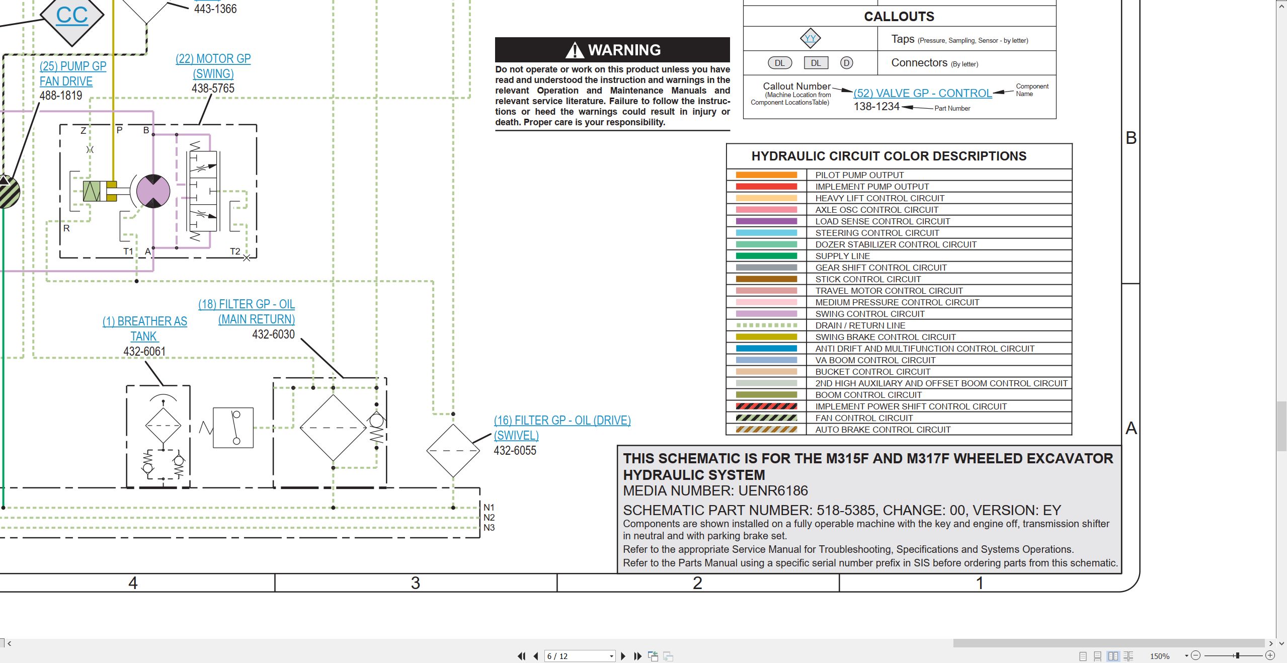 CAT Wheeled Excavator M315F Electrical Hydraulic Schematic (3)