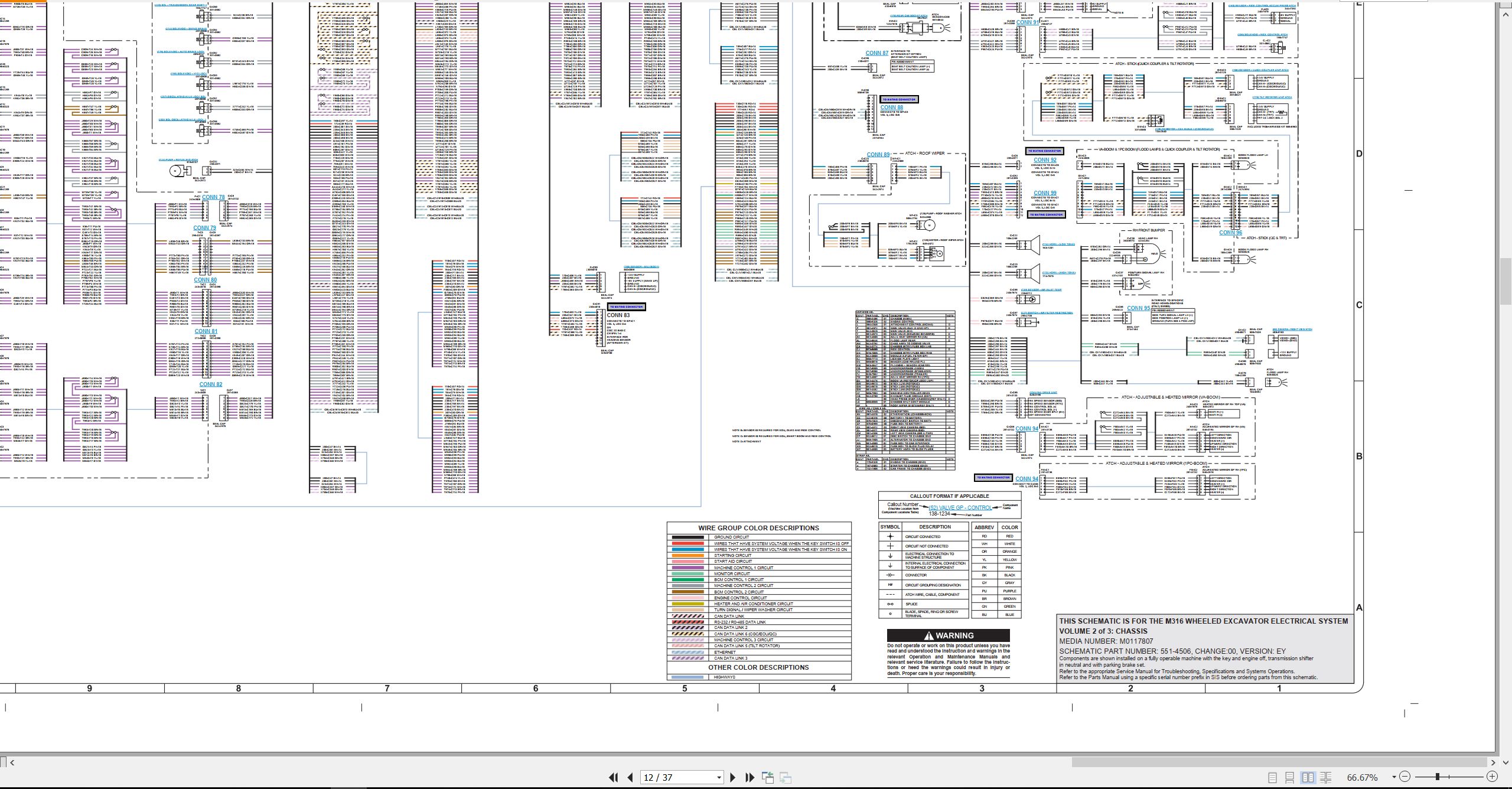 CAT Wheeled Excavator M316 Electrical Hydraulic Schematic (2)