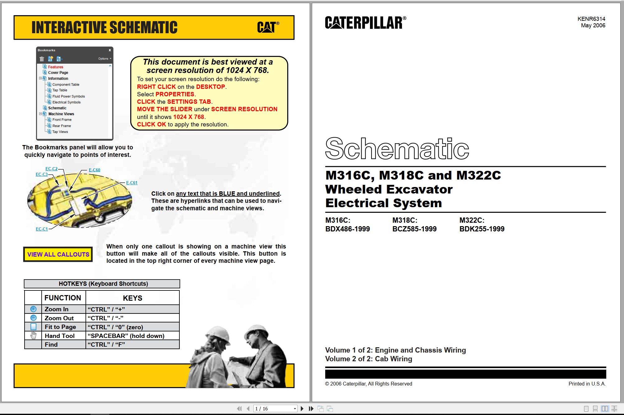 CAT Wheeled Excavator M316C Electrical Hydraulic Schematic (1)