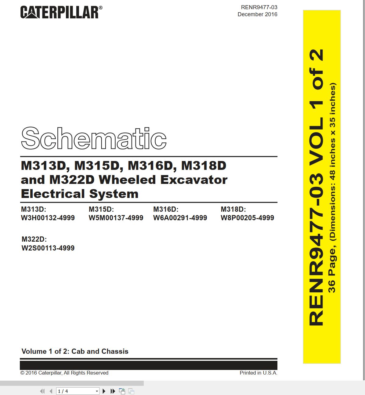 CAT Wheeled Excavator M316D Electrical Hydraulic Schematic (1)