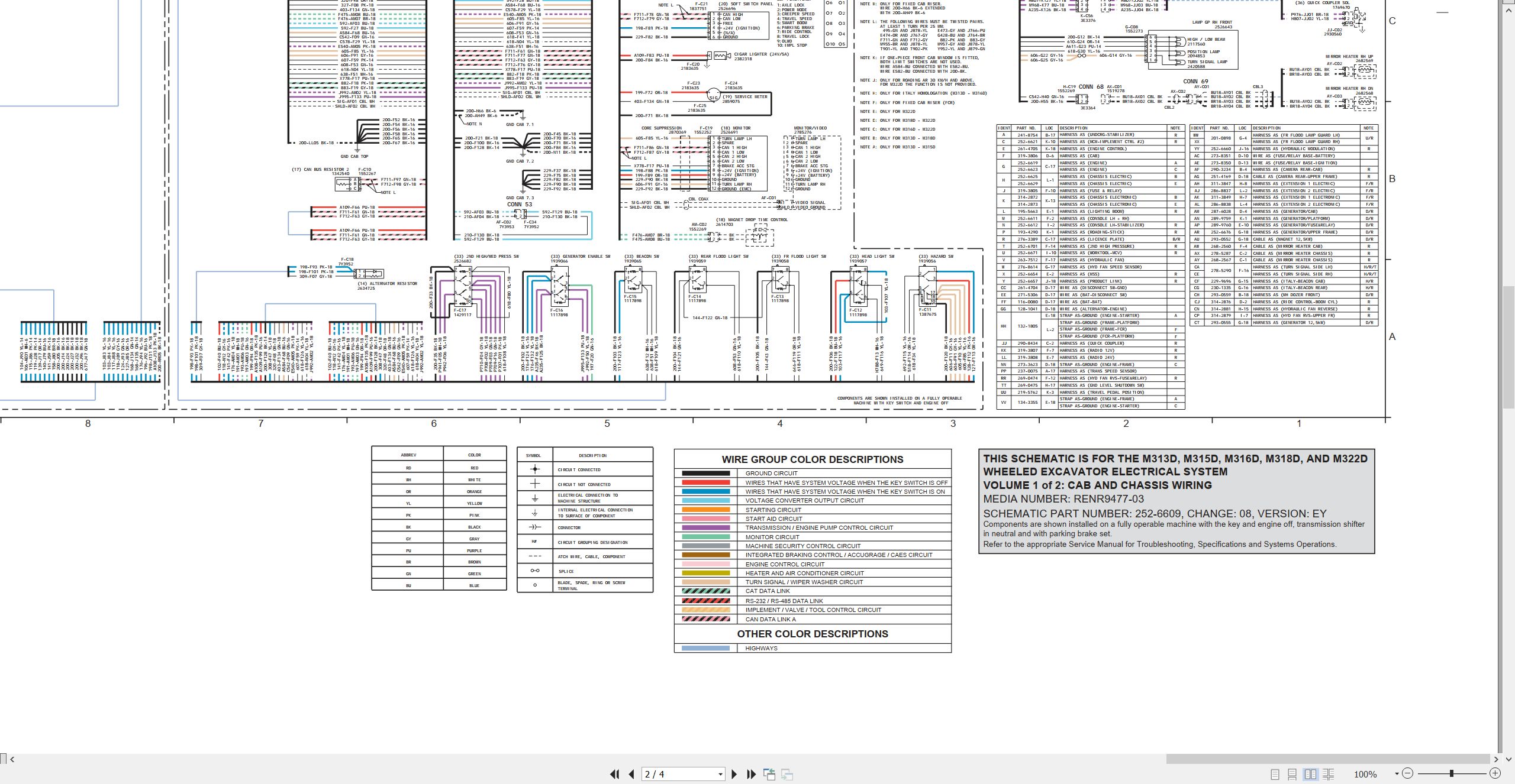 CAT Wheeled Excavator M316D Electrical Hydraulic Schematic (2)