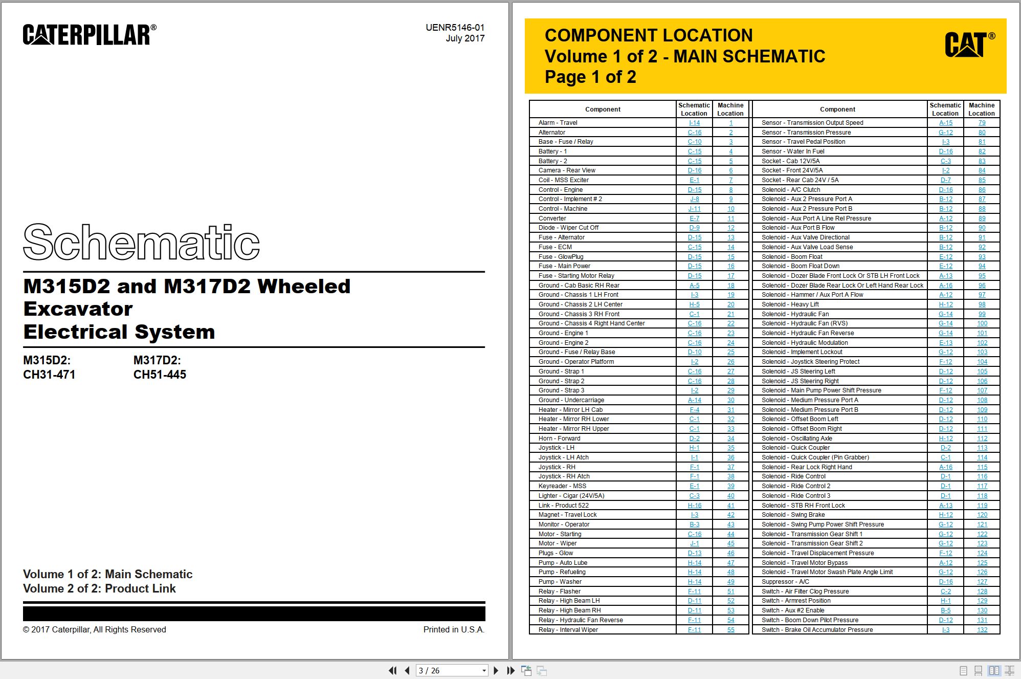 CAT Wheeled Excavator M317D2 Electrical Hydraulic Schematic (1)