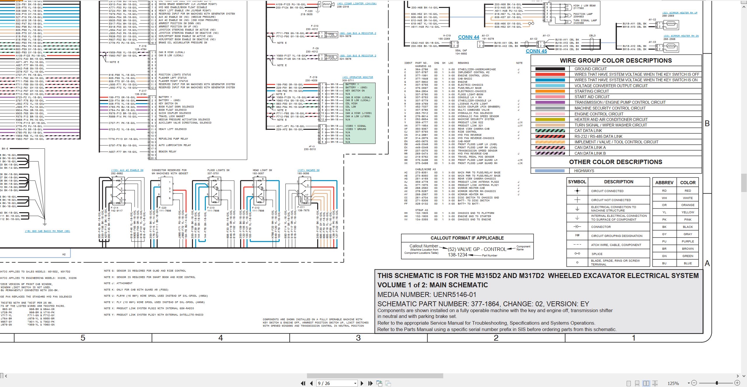 CAT Wheeled Excavator M317D2 Electrical Hydraulic Schematic (2)