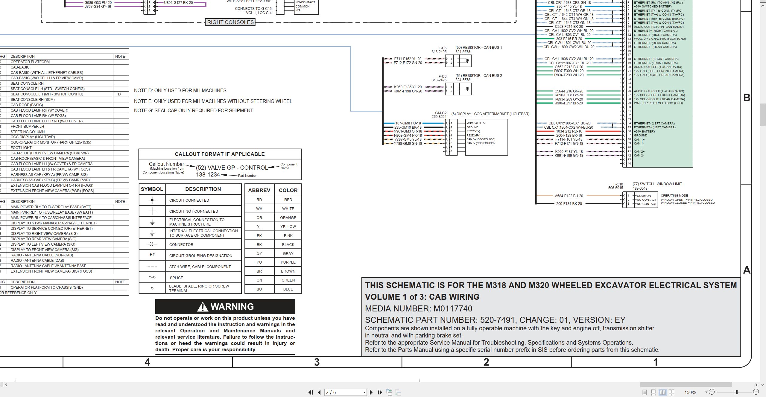 CAT Wheeled Excavator M318 Electrical Hydraulic Schematic (2)