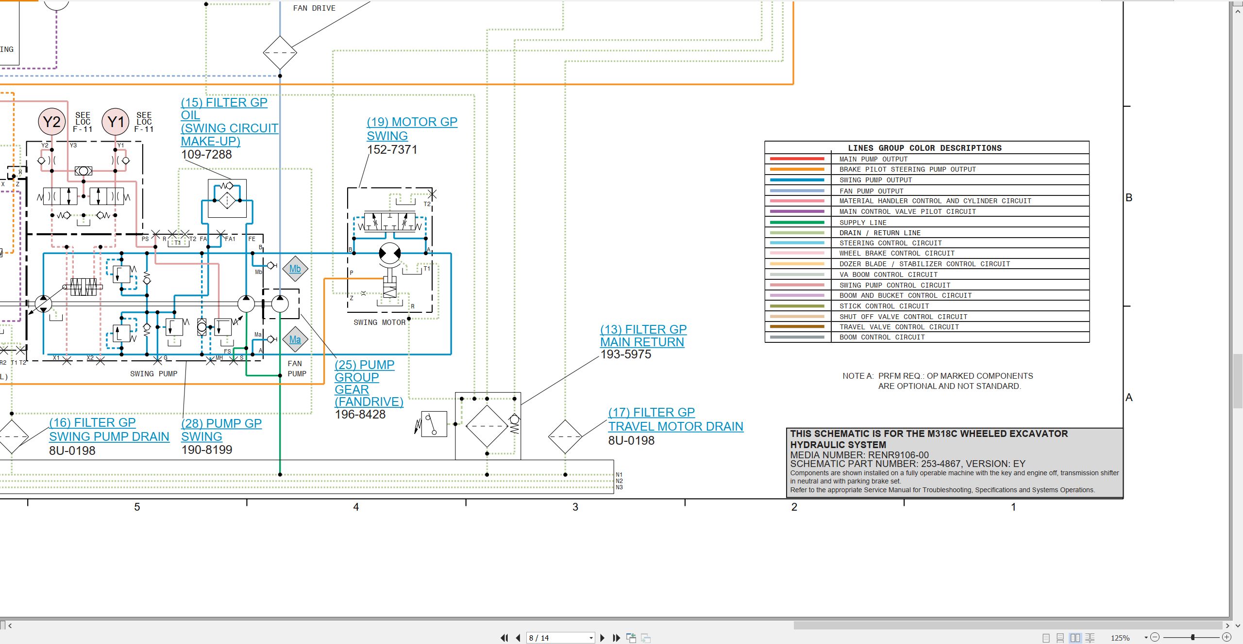 CAT Wheeled Excavator M318C Electrical Hydraulic Schematic (3)