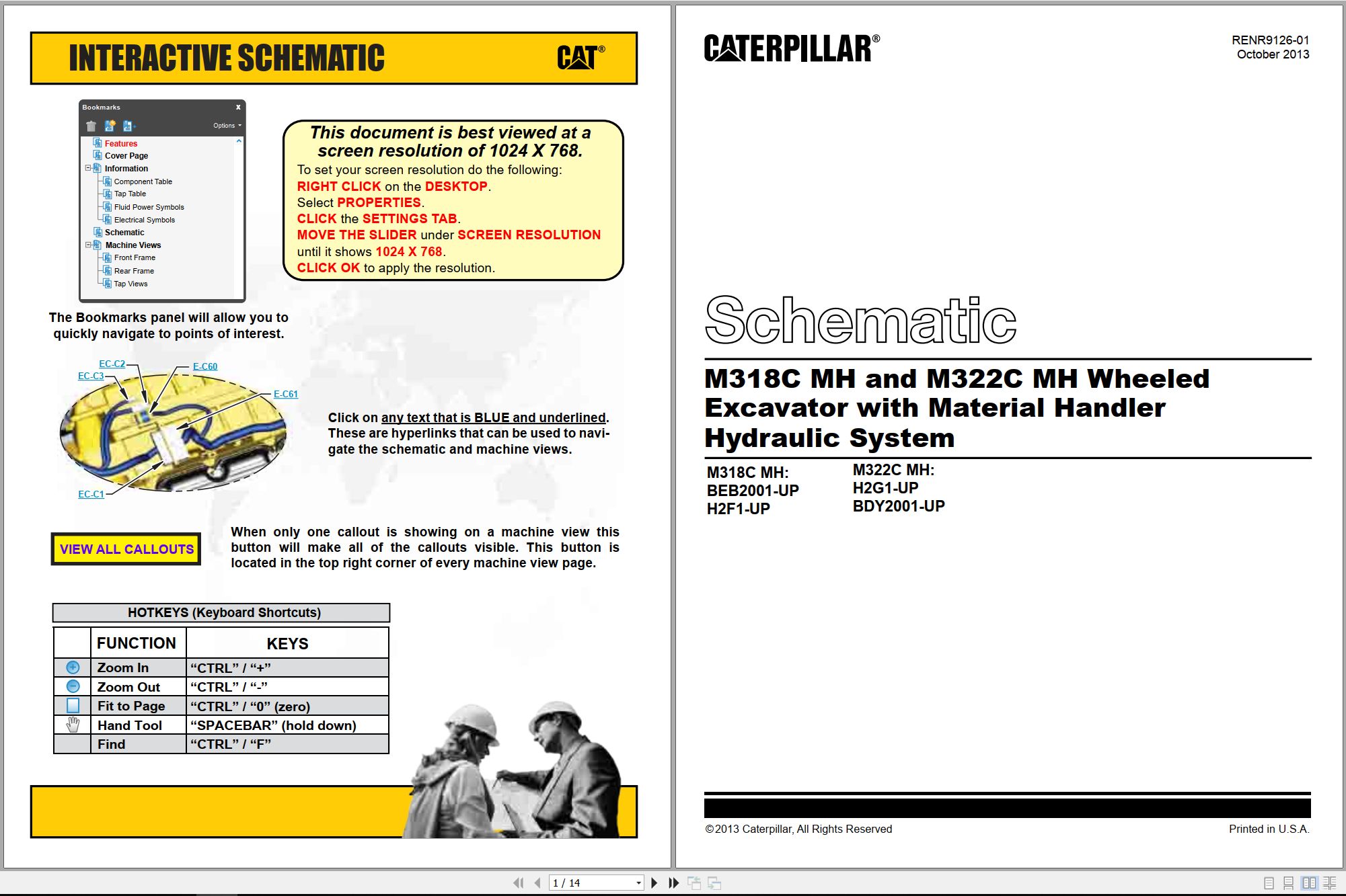 CAT Wheeled Excavator M318C MH M322C MH Hydraulic Schematic RENR9126 01 2013 (1)