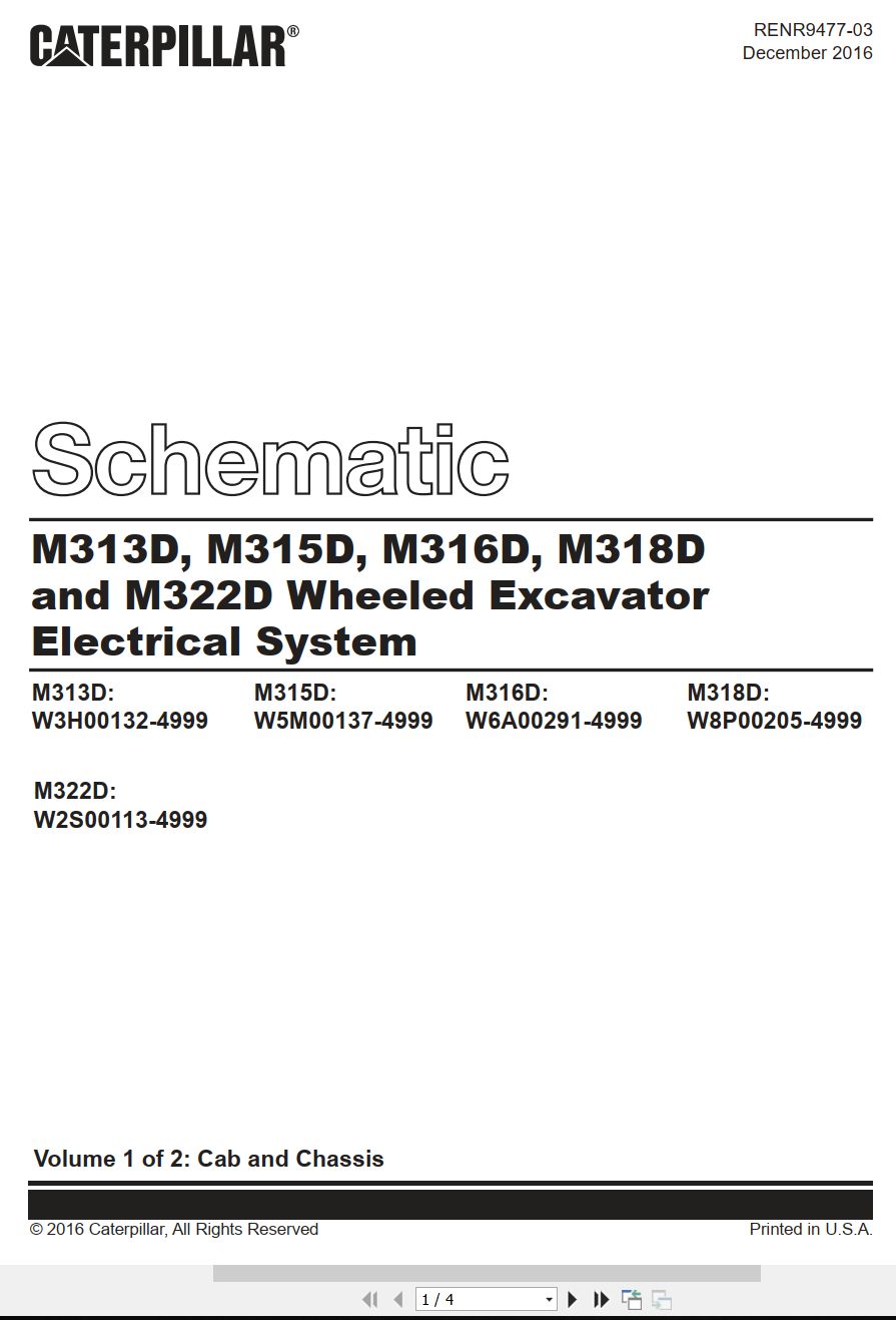 CAT Wheeled Excavator M318D Electrical Hydraulic Schematic (1)