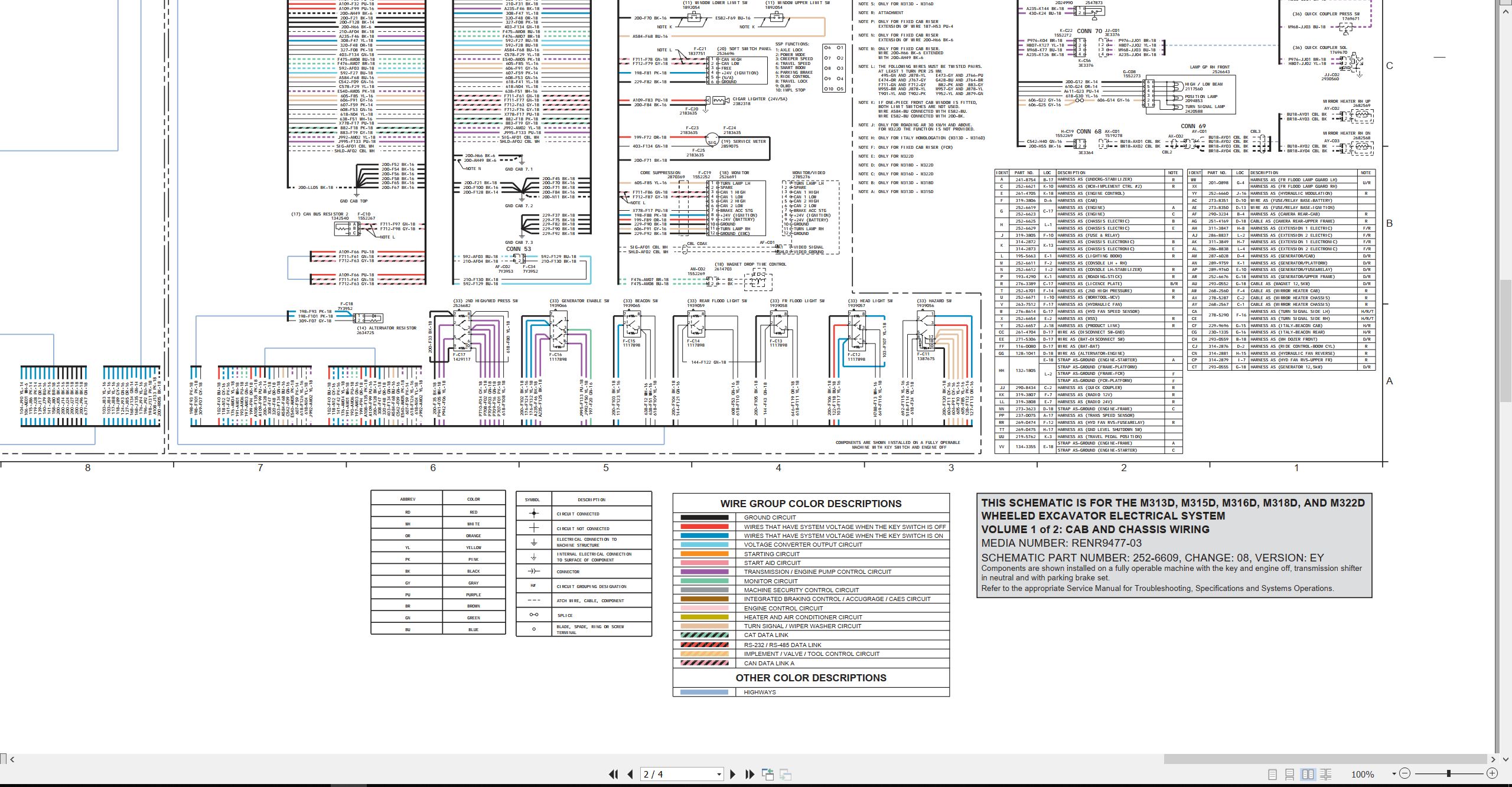 CAT Wheeled Excavator M318D Electrical Hydraulic Schematic (2)