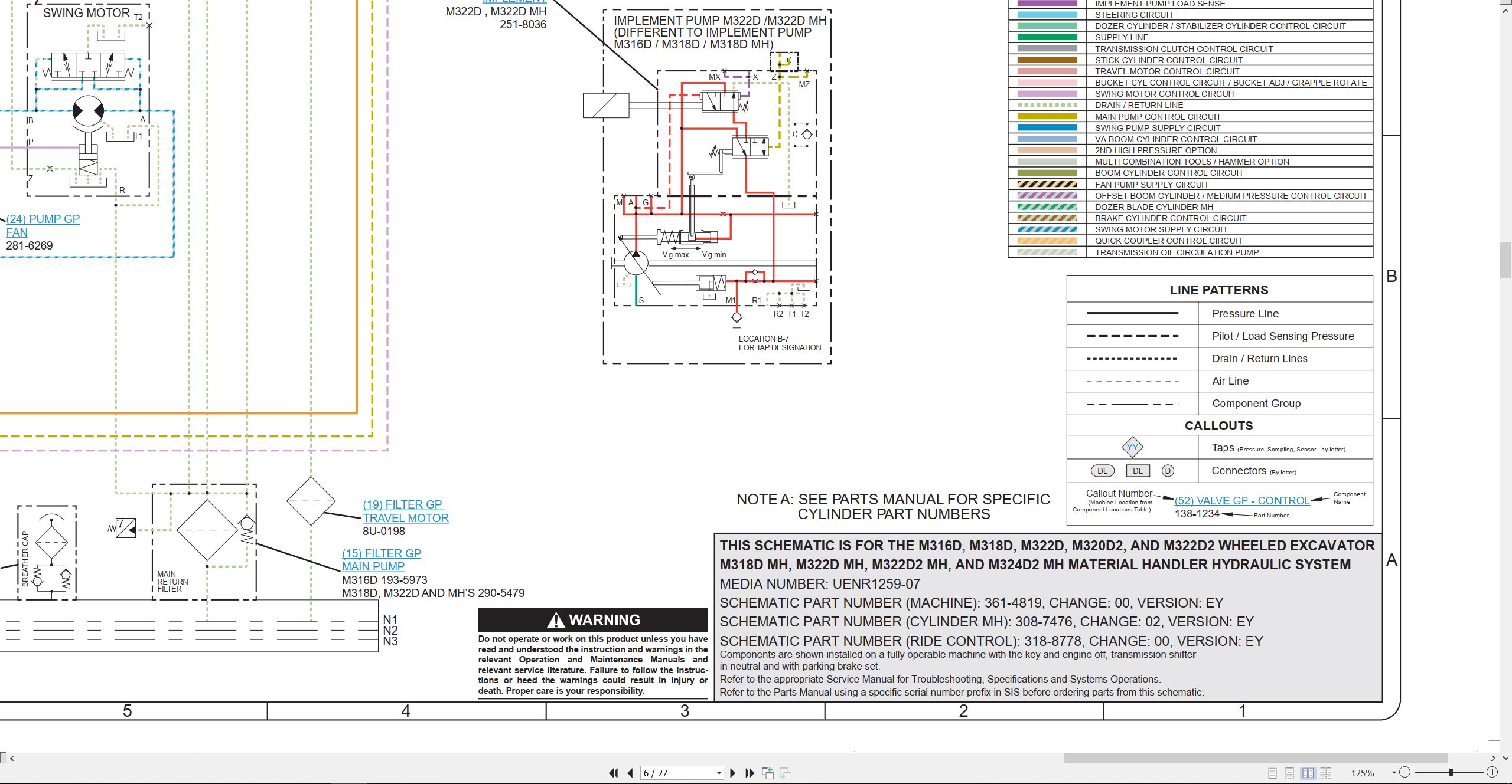 CAT Wheeled Excavator M318D Electrical Hydraulic Schematic (3)