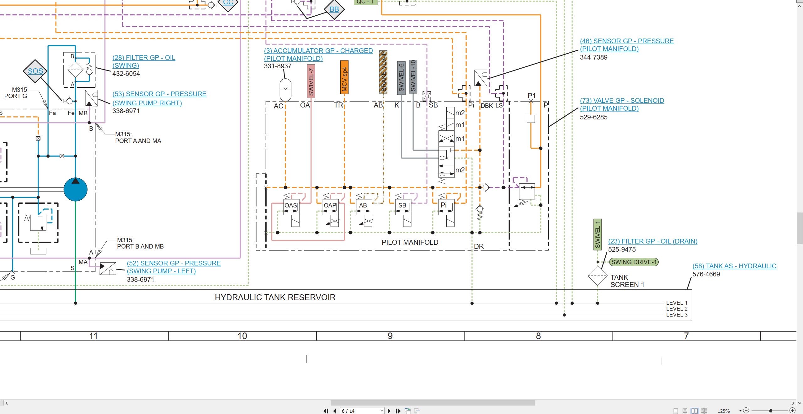 CAT Wheeled Excavator M319 Electrical Hydraulic Schematic (3)