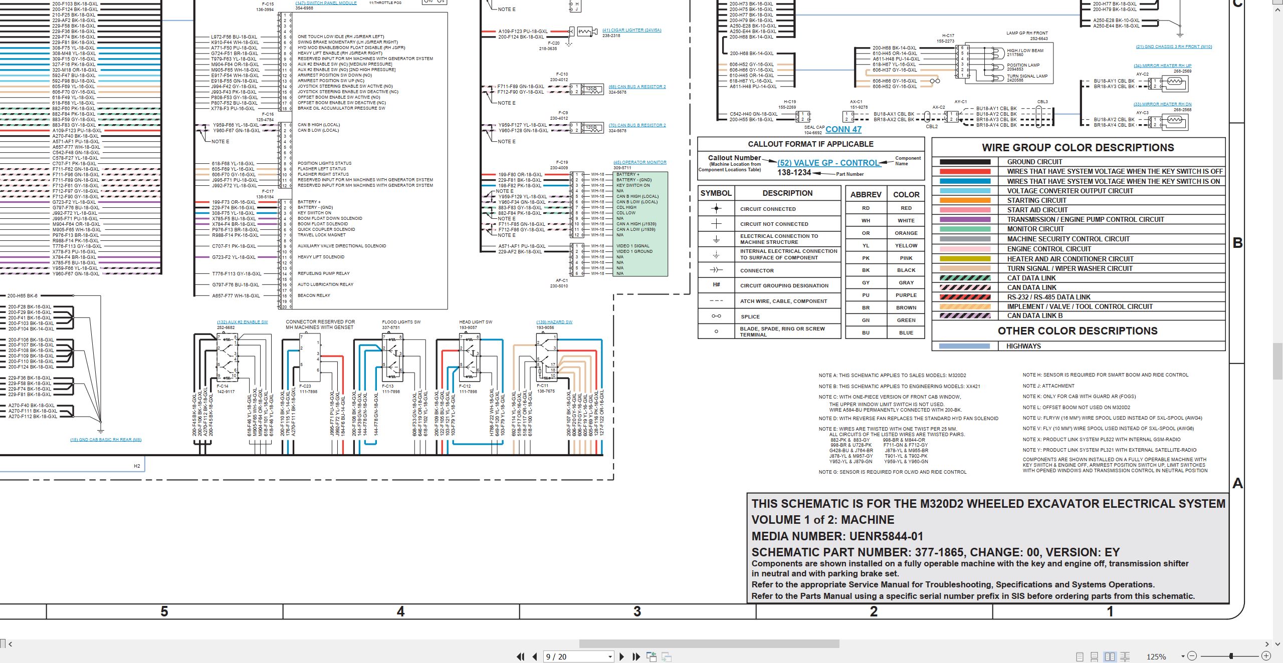 CAT Wheeled Excavator M320D2 Electrical Hydraulic Schematic (2)