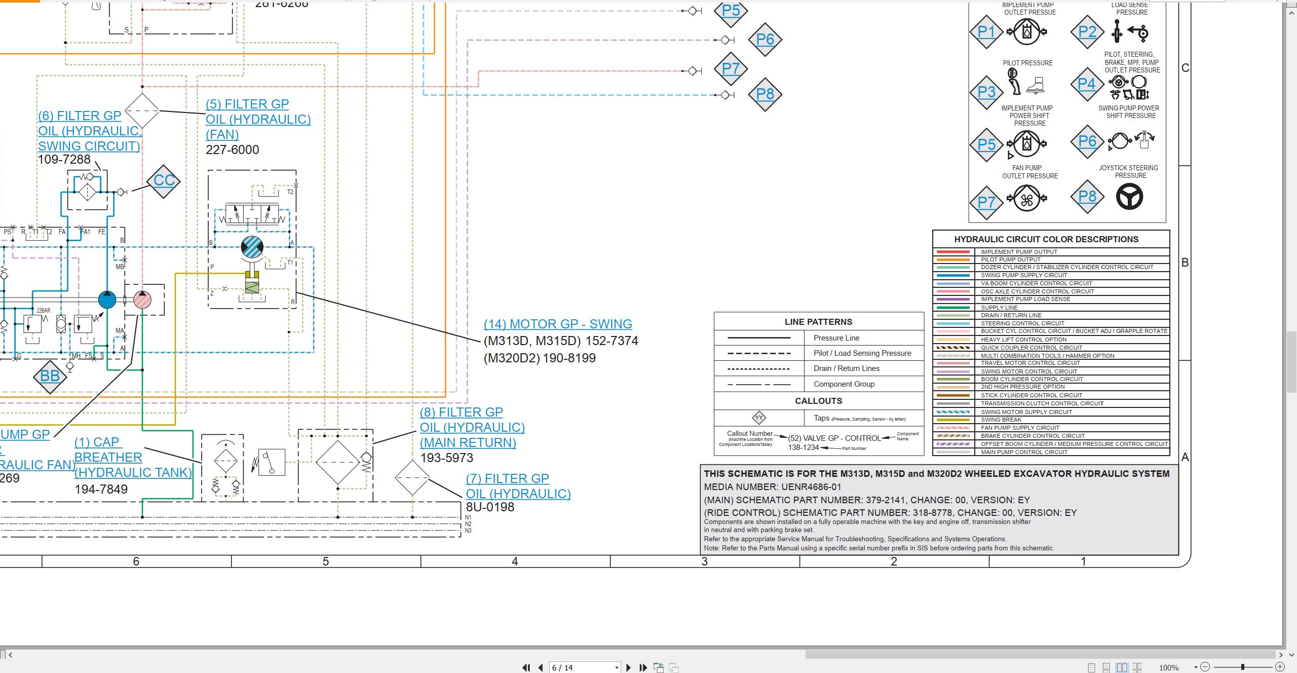 CAT Wheeled Excavator M320D2 Electrical Hydraulic Schematic (3)