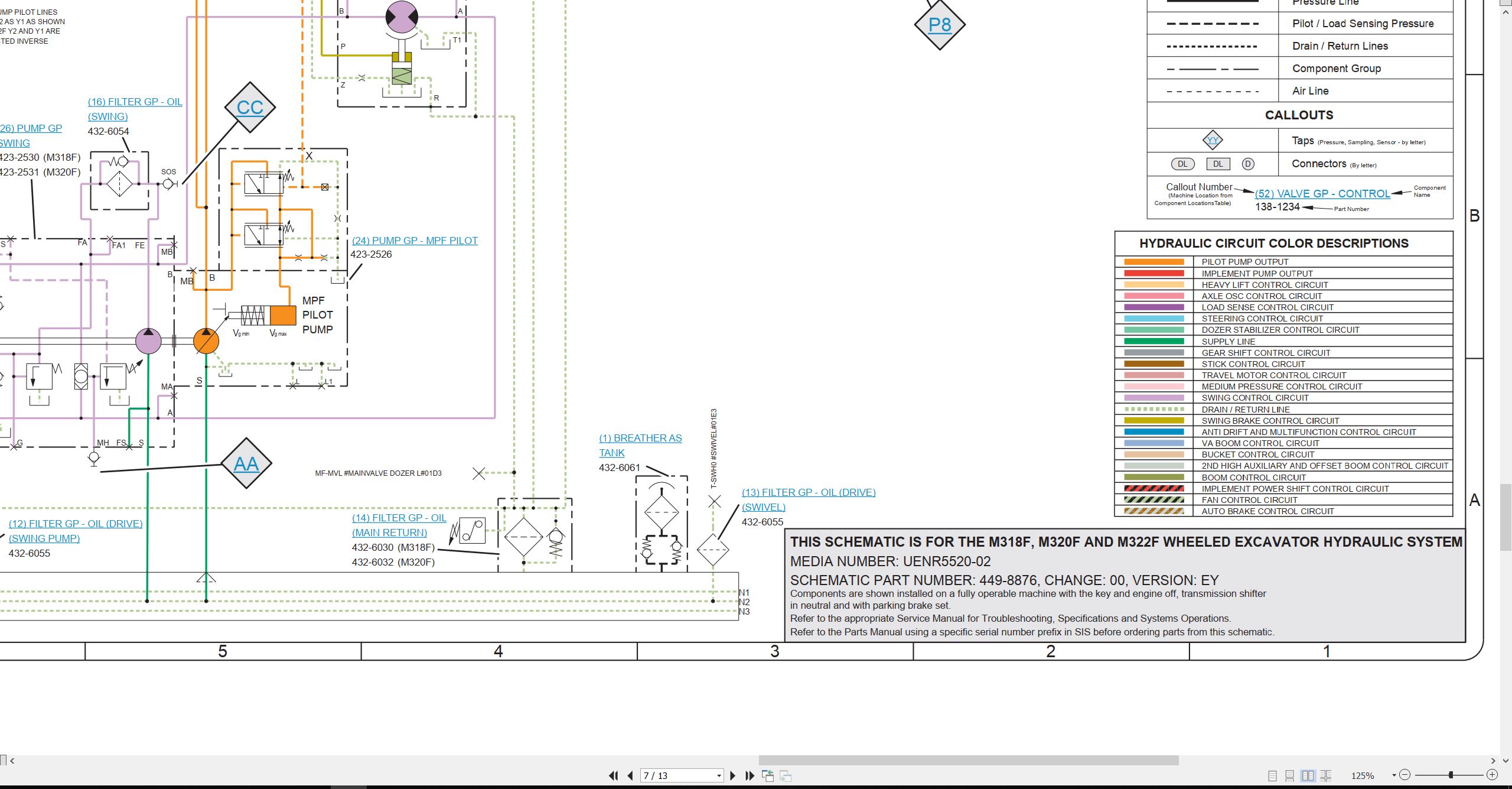 CAT Wheeled Excavator M320F Electrical Hydraulic Schematic (3)