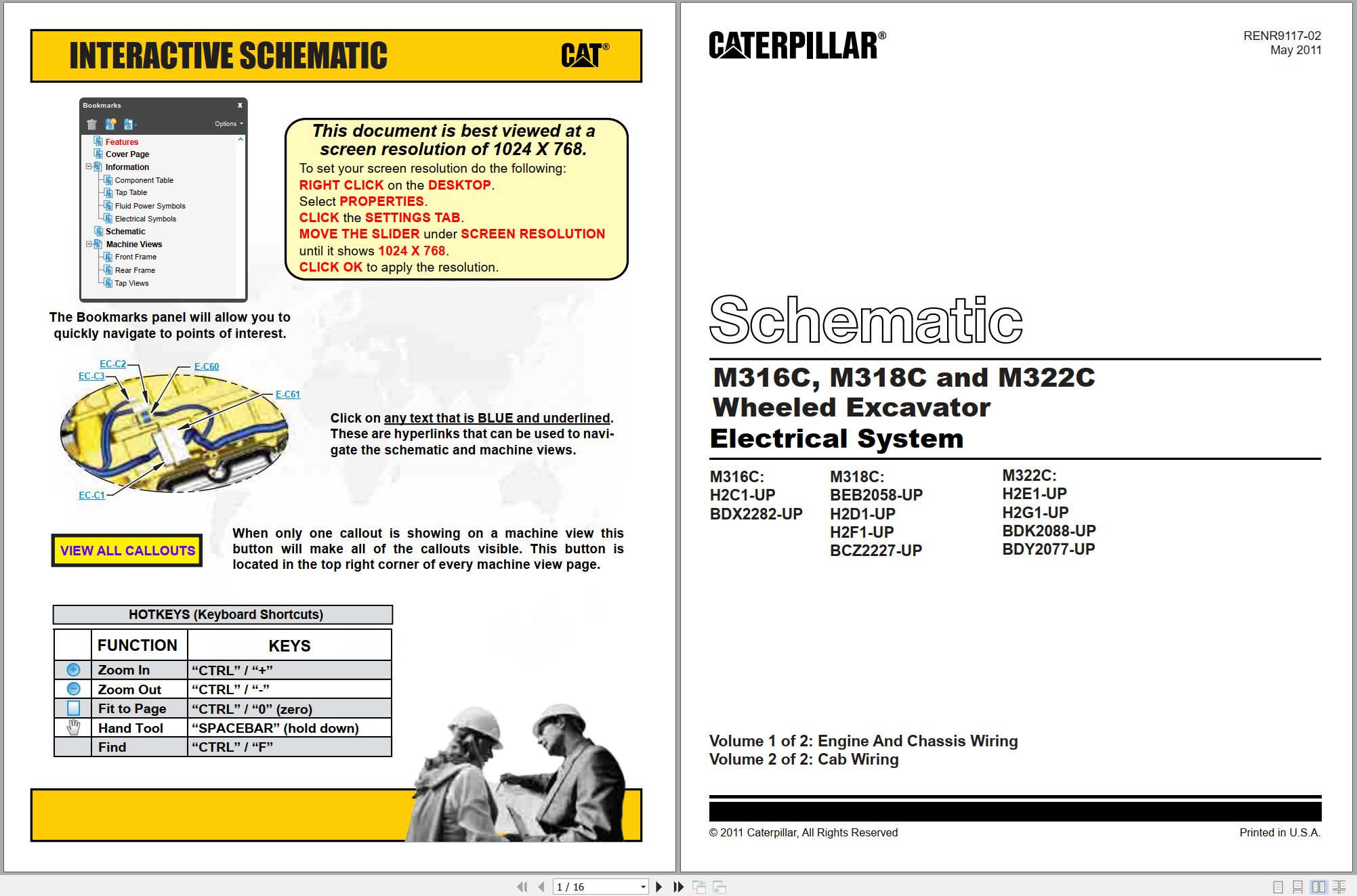 CAT Wheeled Excavator M322C Electrical Hydraulic Schematic (1)