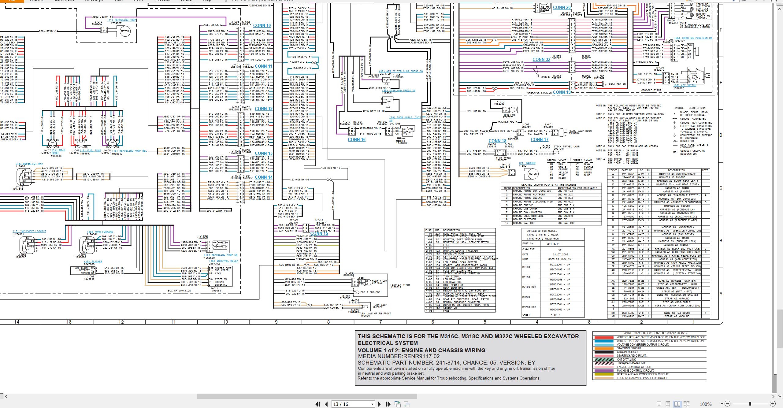 CAT Wheeled Excavator M322C Electrical Hydraulic Schematic (2)